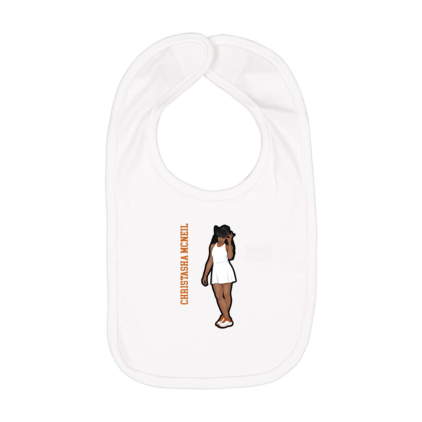 Infant Bib — Name Vertical in White