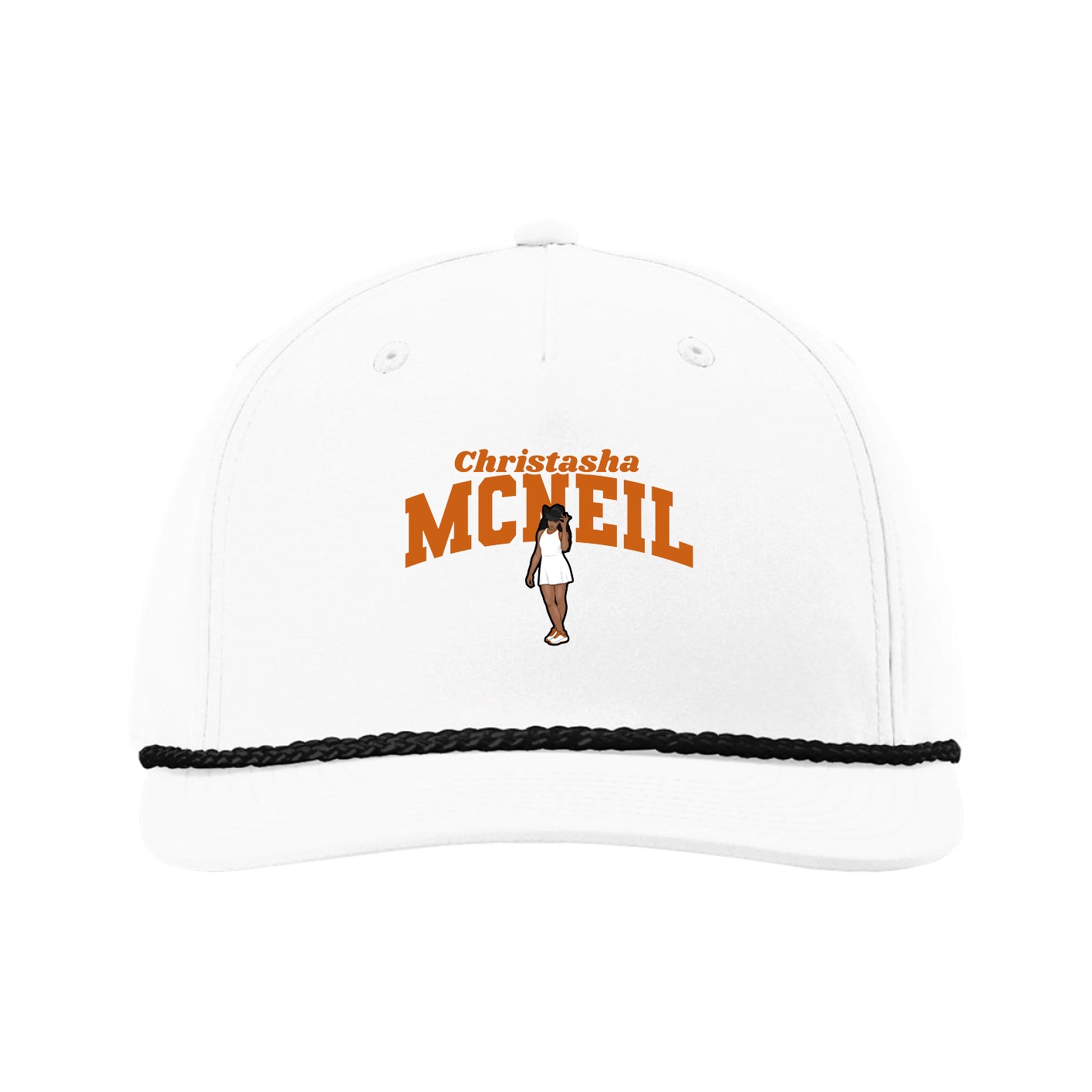Five-Panel Classic Rope Cap — Signature Arch in White