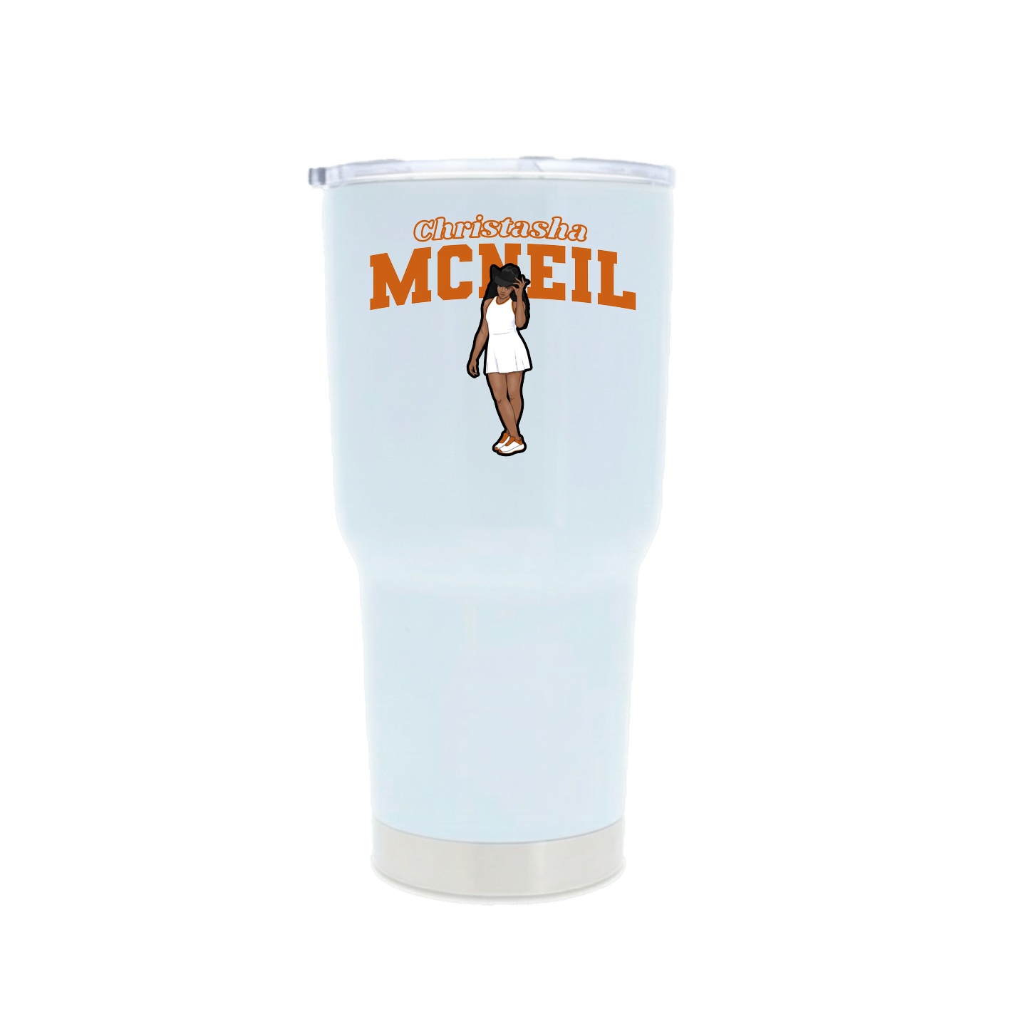 30oz Stainless Steel Tumbler — Name Arch in White