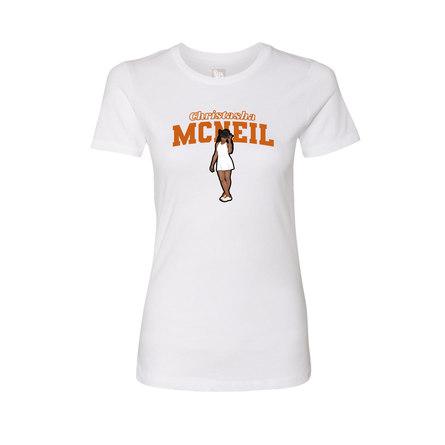 Fitted Women's Tee — Name Arch in White