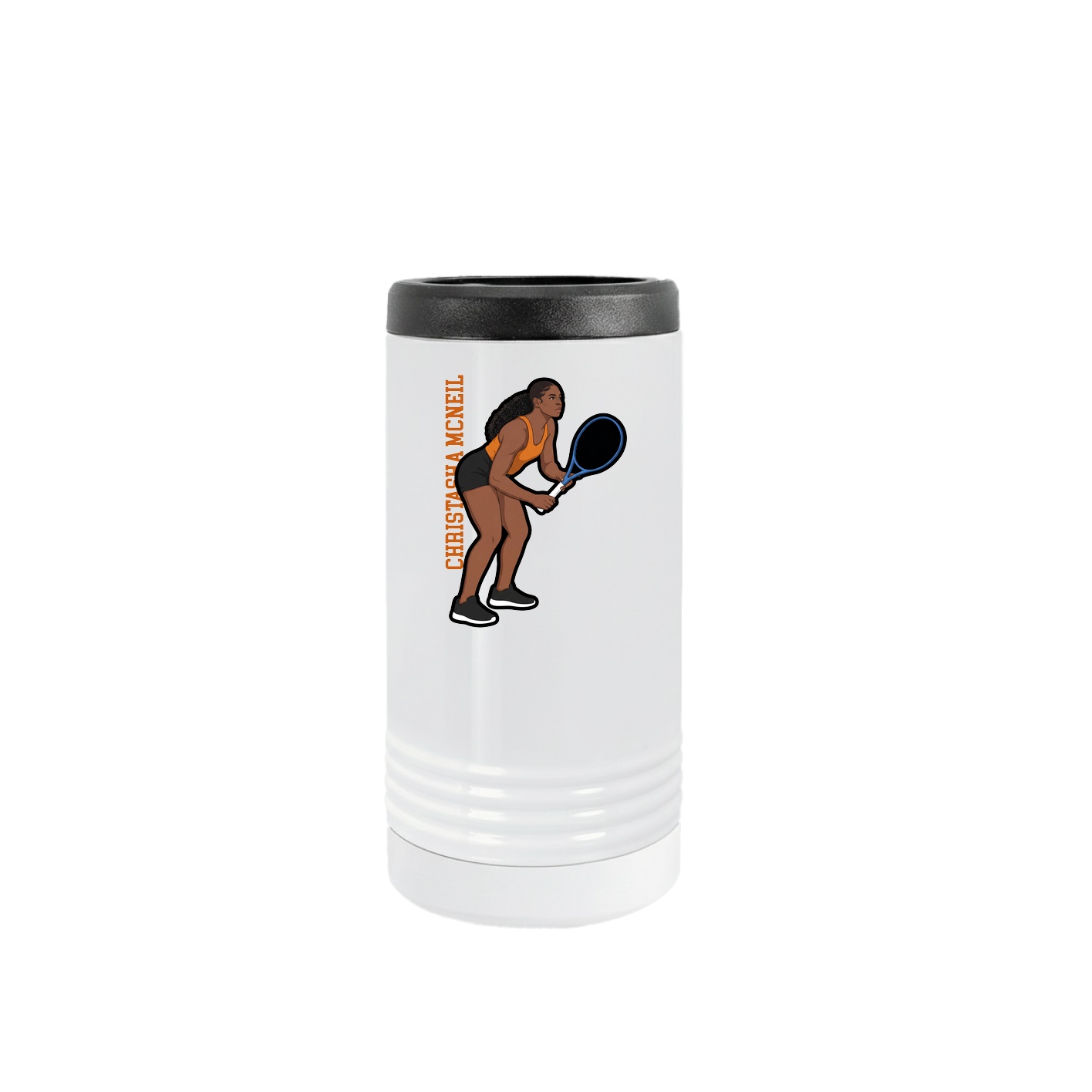 Slim Beverage Holder — Name Vertical in White