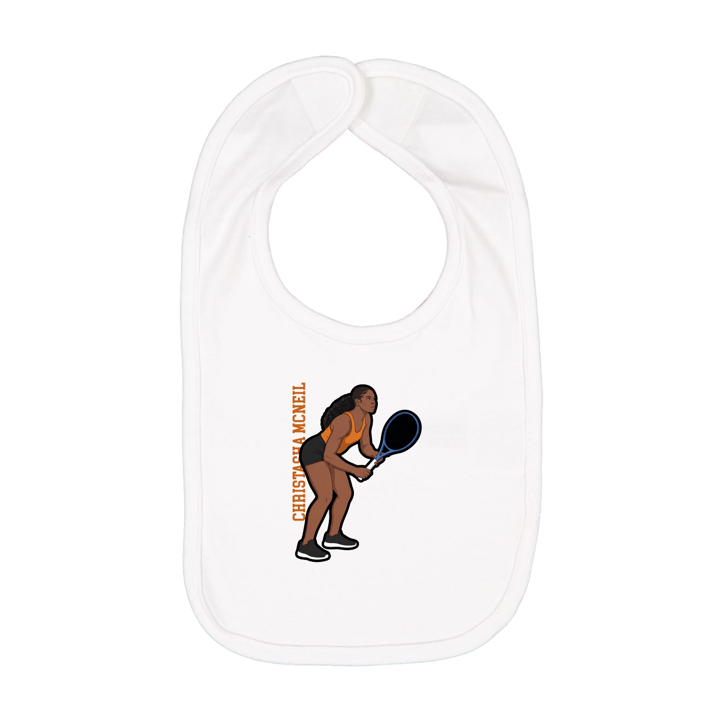 Infant Bib — Name Vertical in White