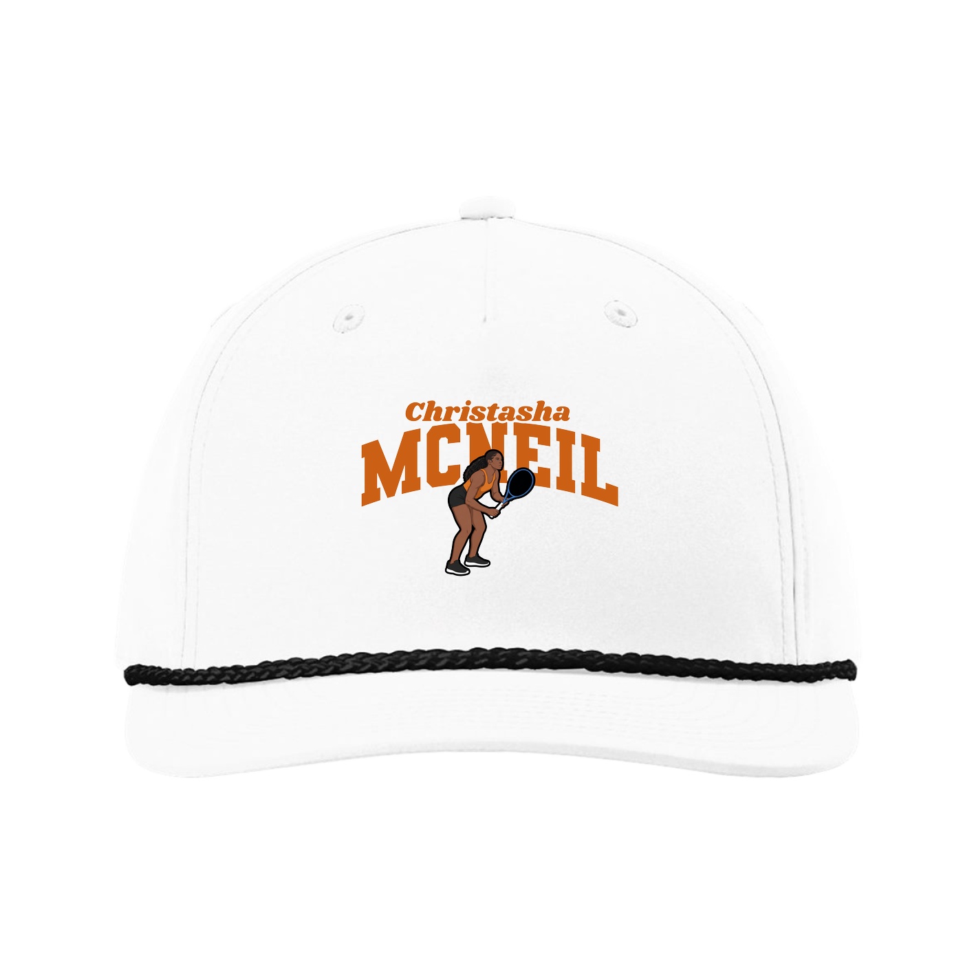 Five-Panel Classic Rope Cap — Signature Arch in White