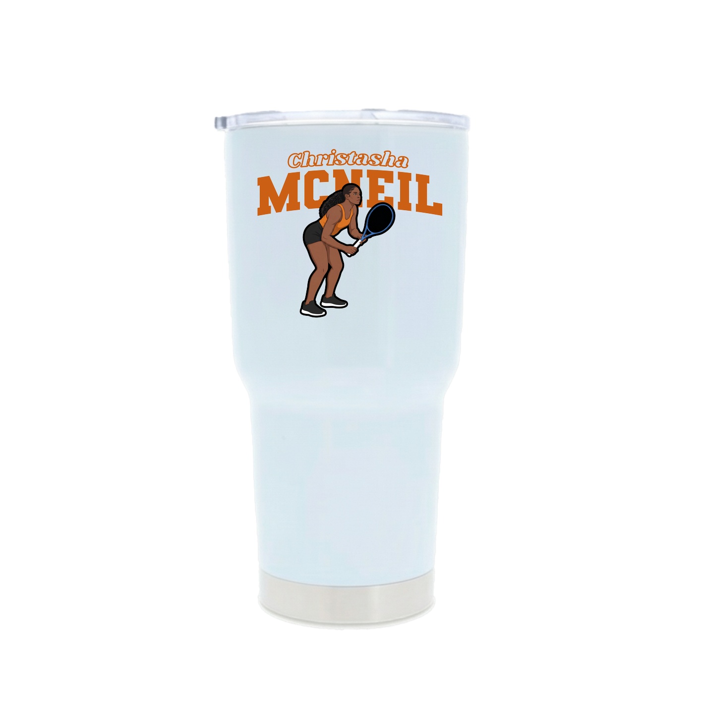 30oz Stainless Steel Tumbler — Name Arch in White