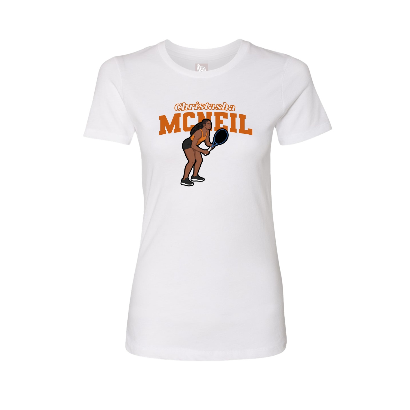 Womens Tee — Name Arch in White
