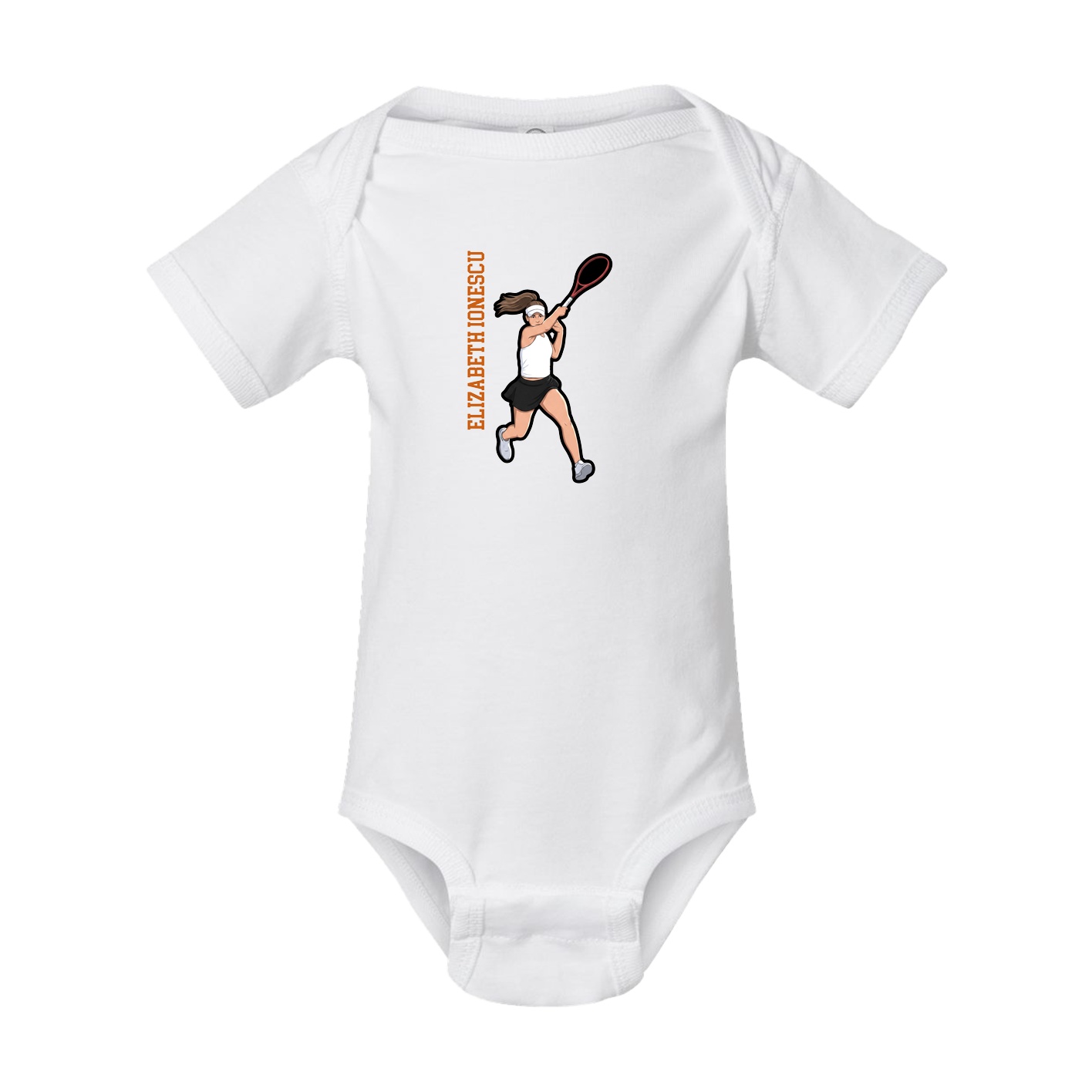 Baby Onesie — Name Vertical in White