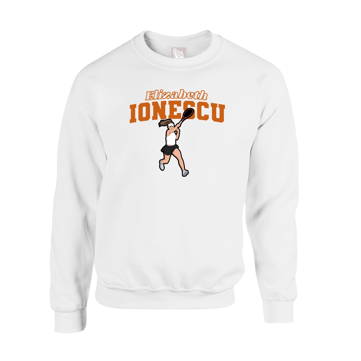 Fleece Crew — Name Arch in White
