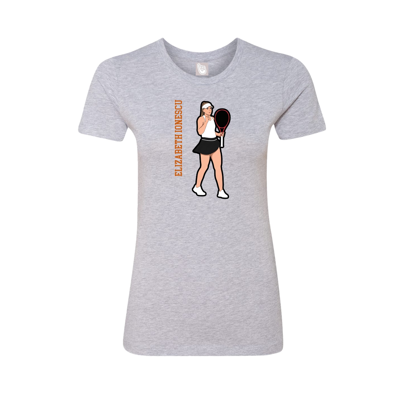 Fitted Women's Tee — Name Vertical in Grey