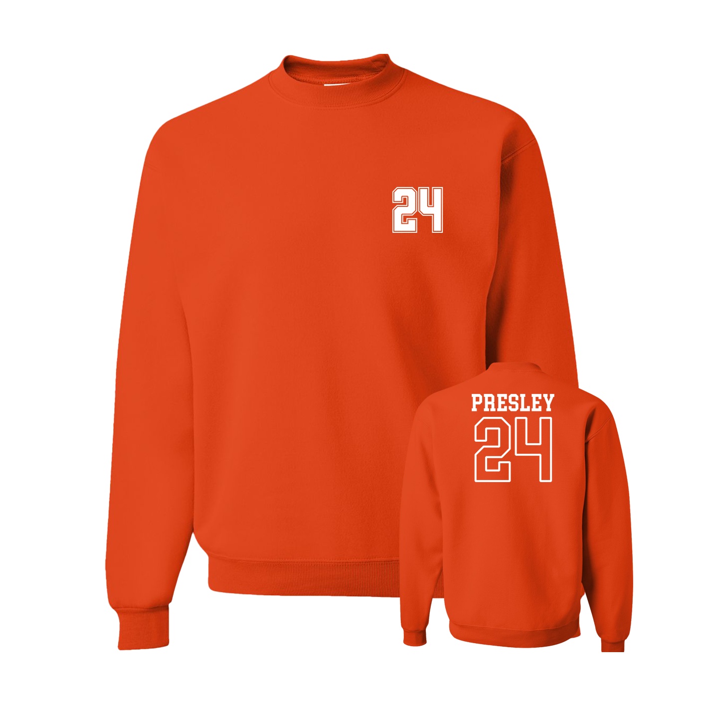 Fleece Crew — Chest Back in Orange