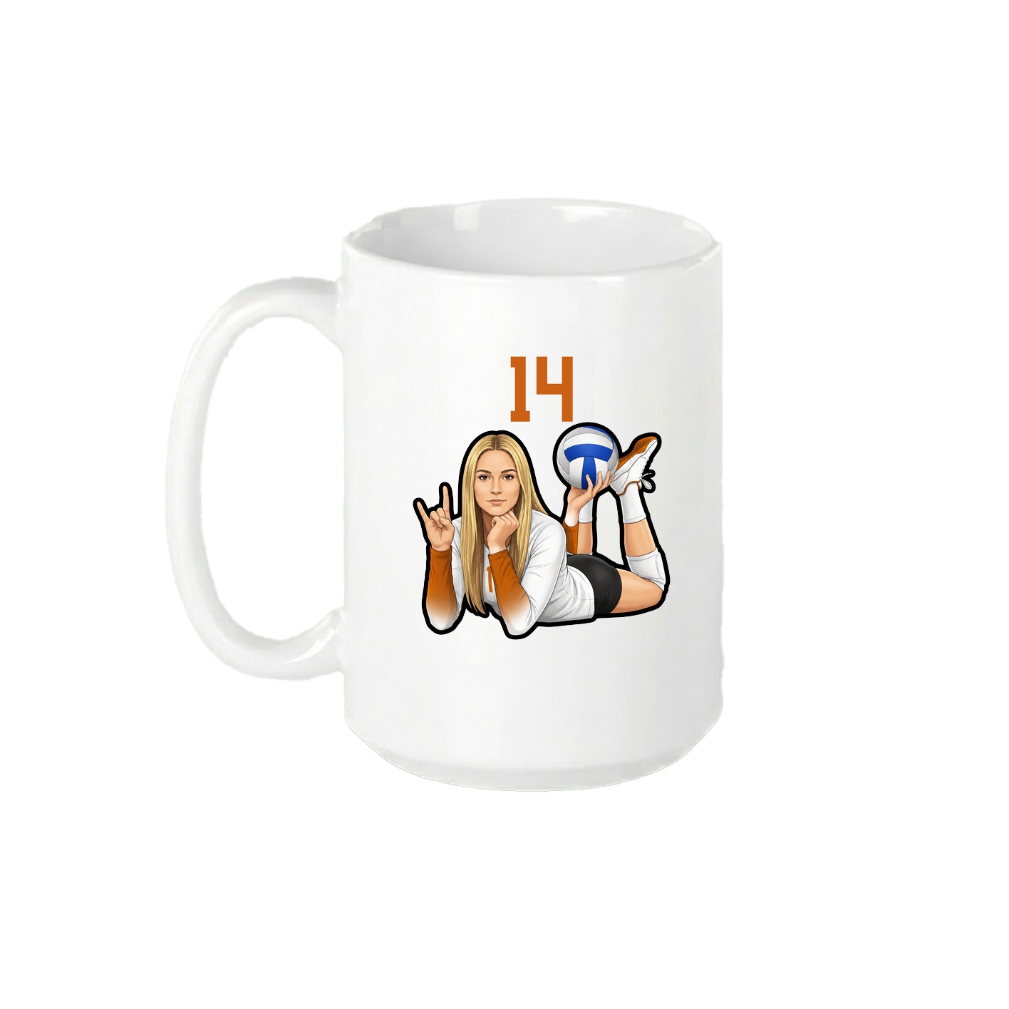 15oz Coffee Mug — Number Top in White