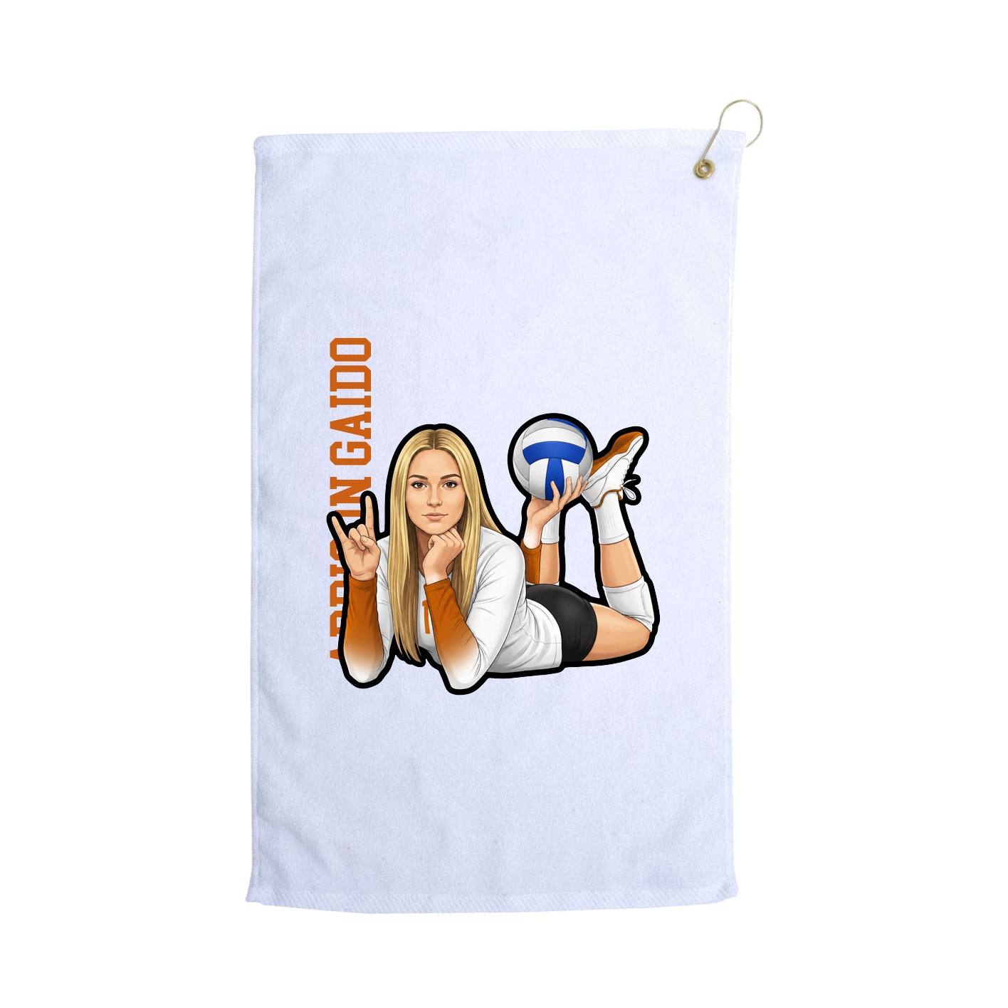 Golf Towel — Name Vertical in White