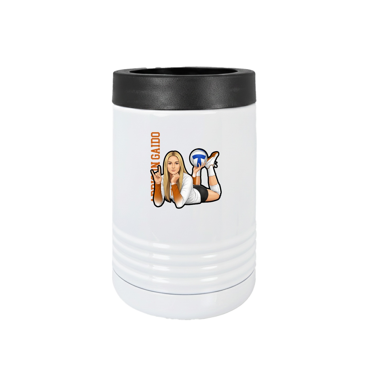 Beverage Holder — Name Vertical in White