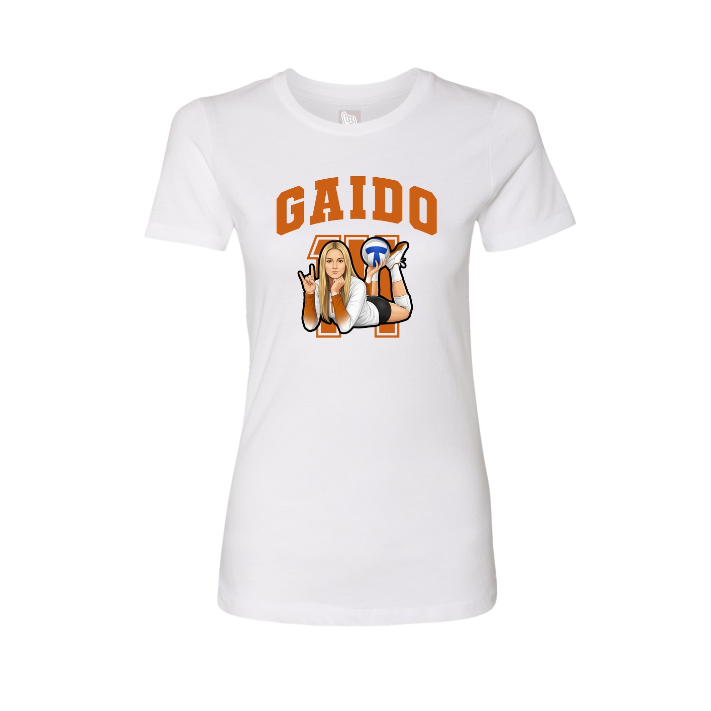 Fitted Women's Tee — Number in White