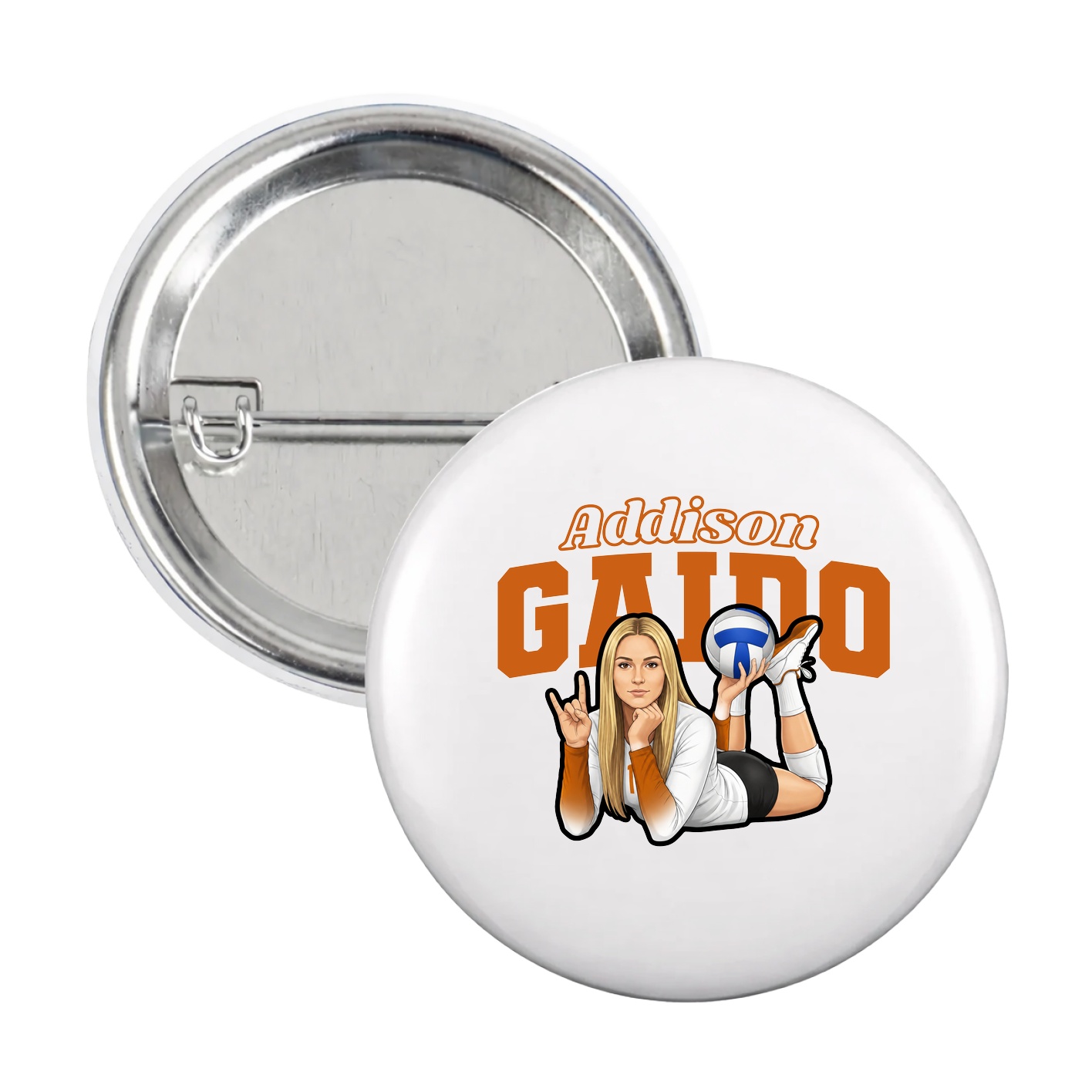 Game Day Button — Name Arch in White