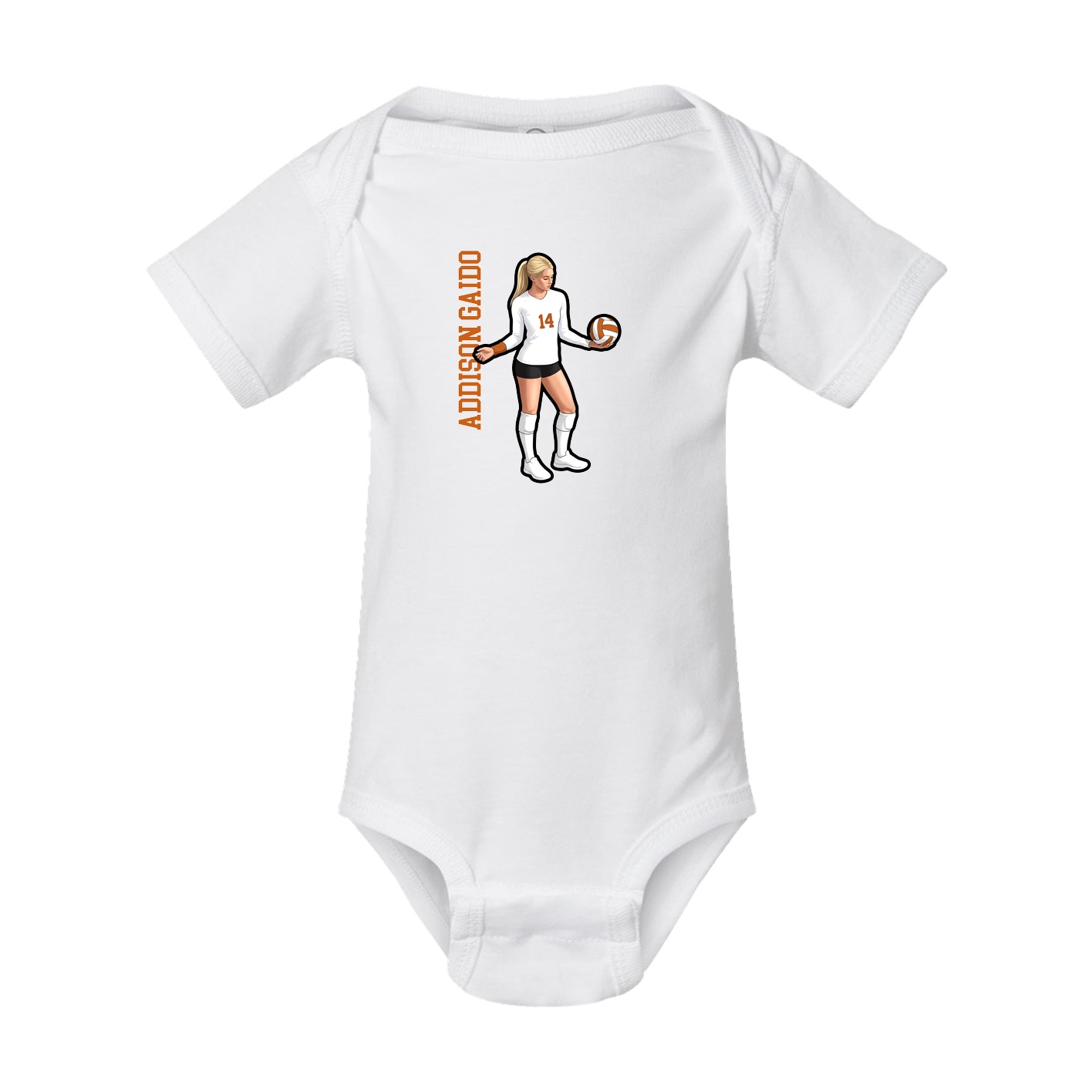 Baby Onesie — Name Vertical in White