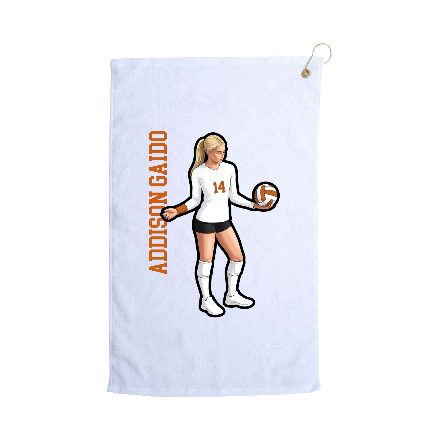 Golf Towel — Name Vertical in White