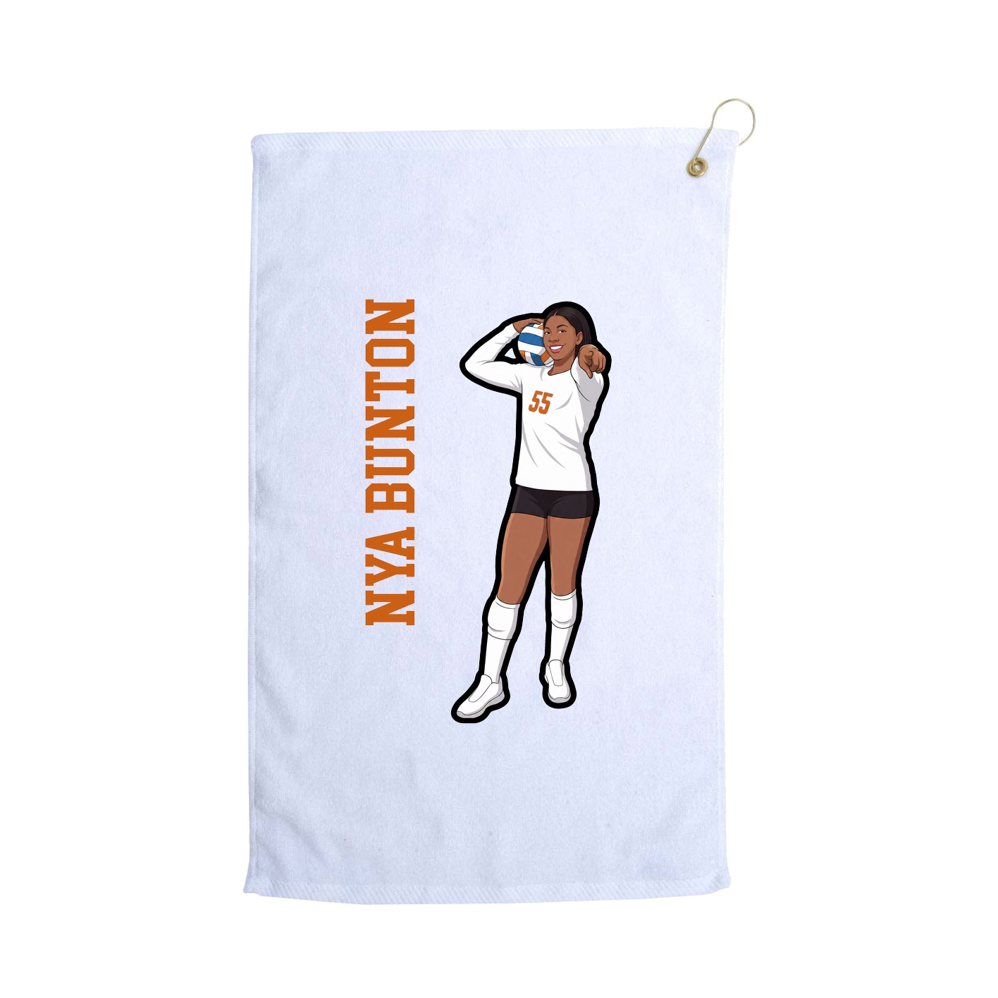 Golf Towel — Name Vertical in White