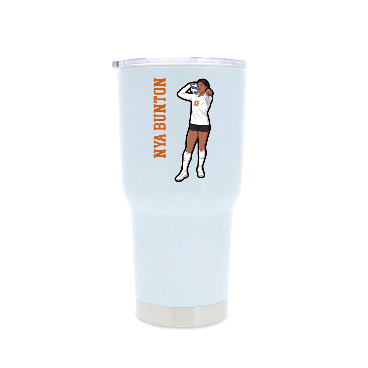 30oz Stainless Steel Tumbler — Name Vertical in White