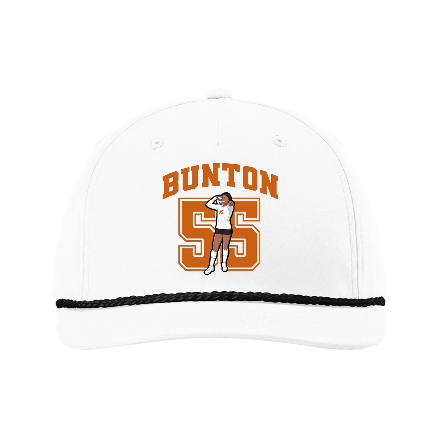 Five-Panel Classic Rope Cap — Number in White