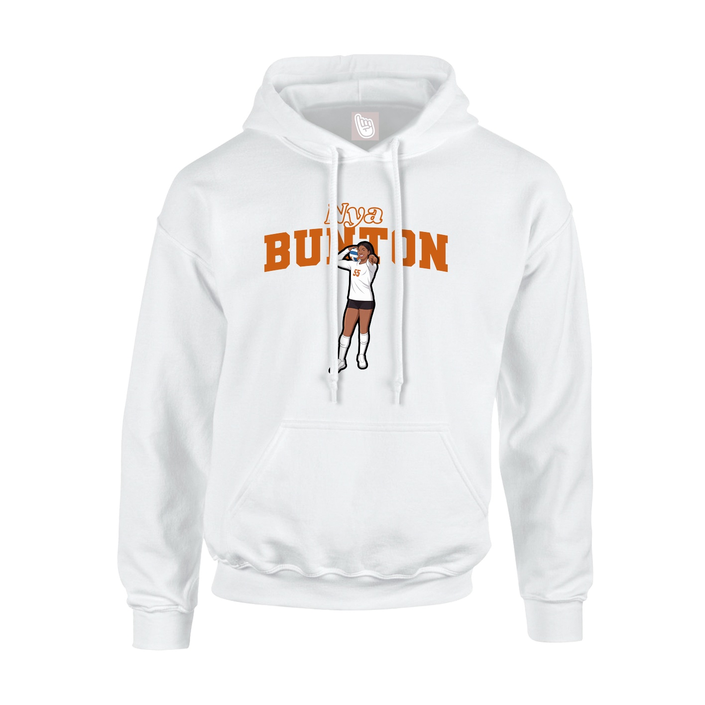 Youth Hoodie — Name Arch in White