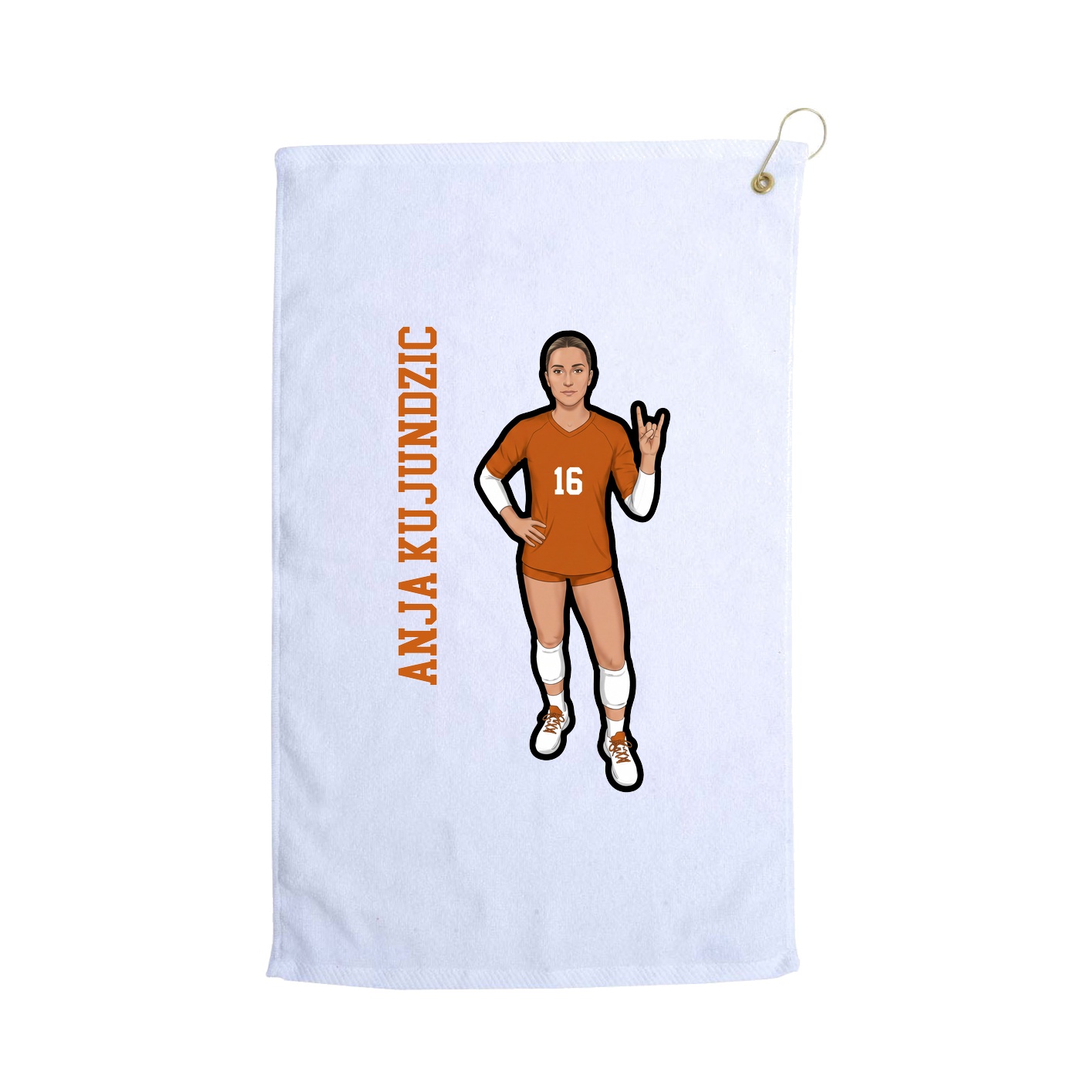 Golf Towel — Name Vertical in White