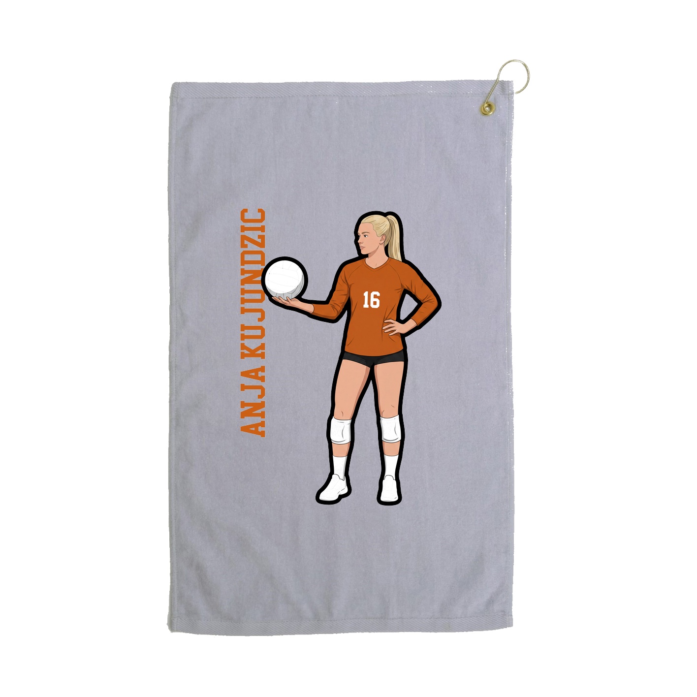 Golf Towel — Name Vertical in Grey