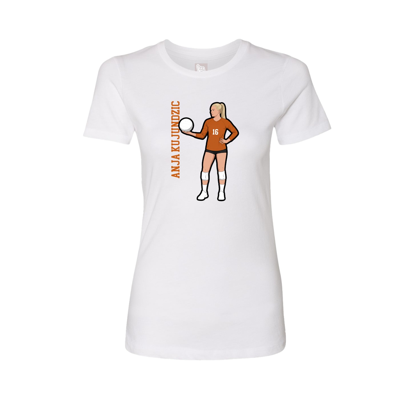Fitted Women's Tee — Name Vertical in White