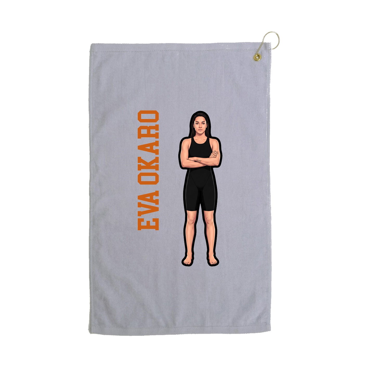 Golf Towel — Name Vertical in Grey