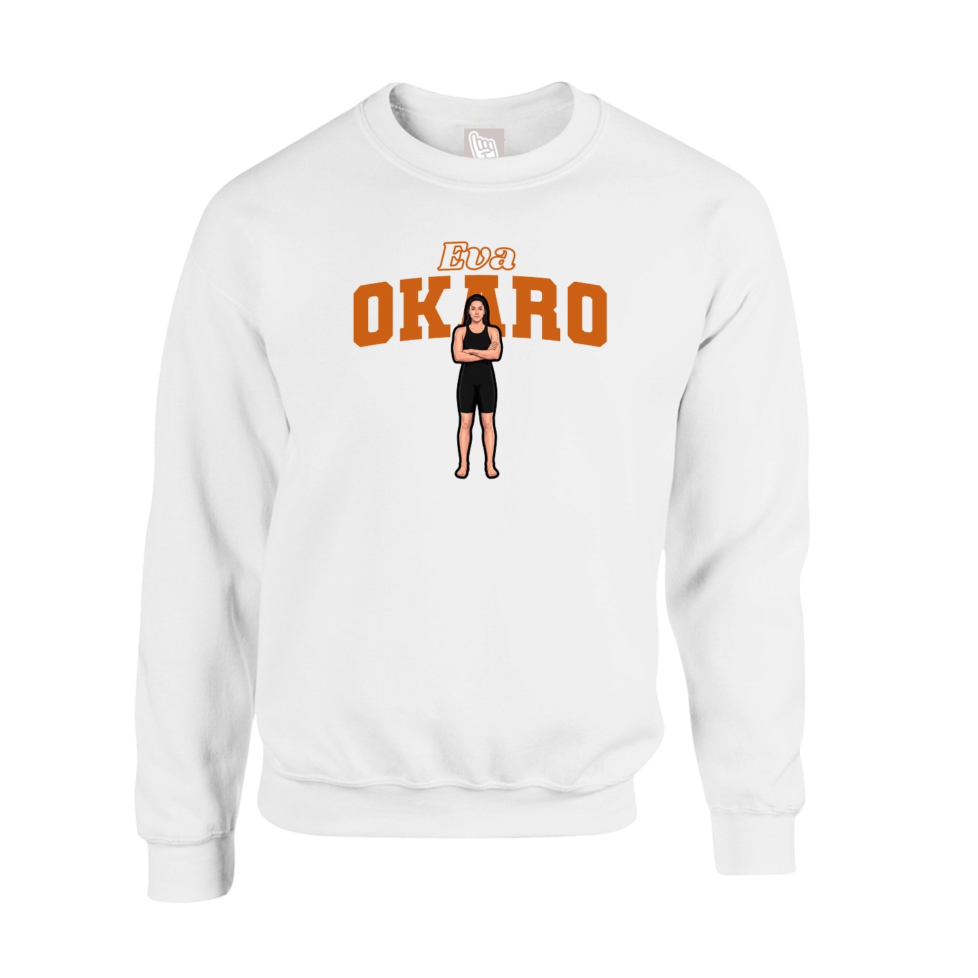 Fleece Crew — Name Arch in White