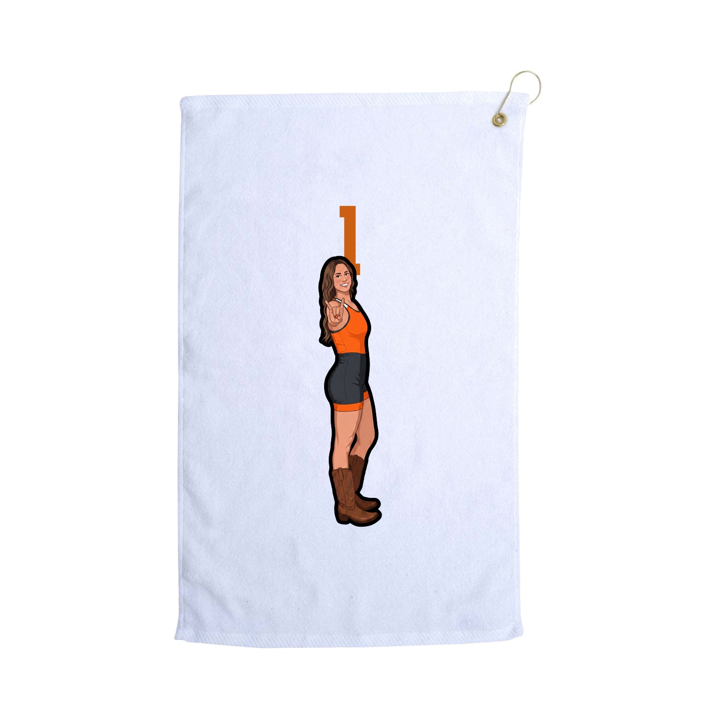 Golf Towel — Number Top in White