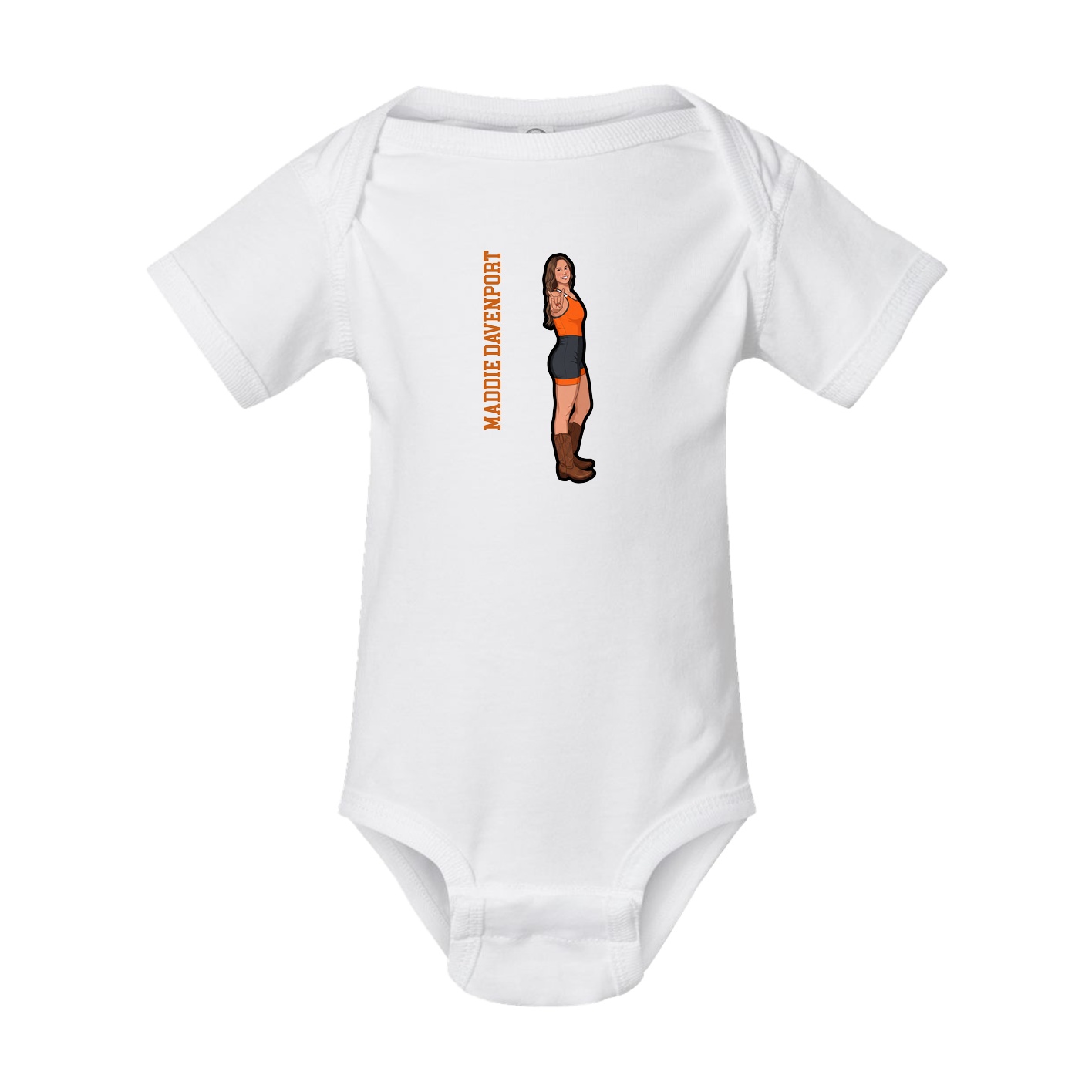 Baby Onesie — Name Vertical in White