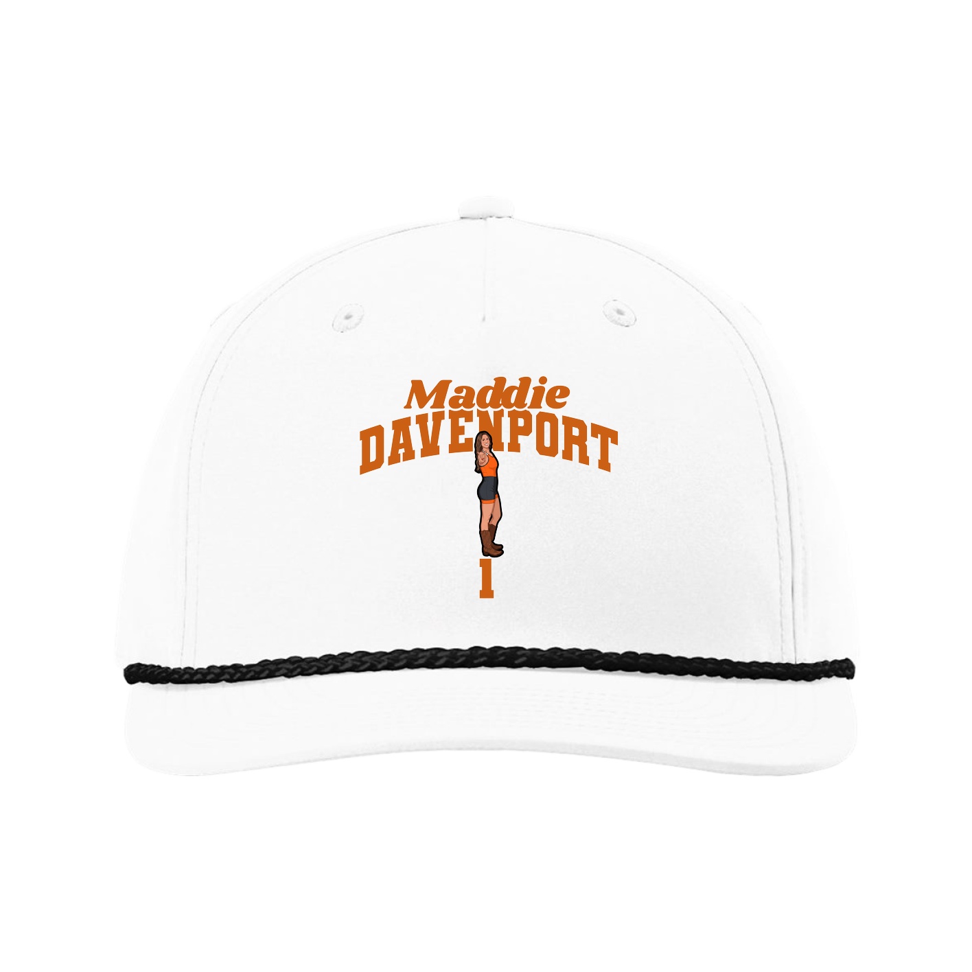 Five-Panel Classic Rope Cap — Signature Arch in White