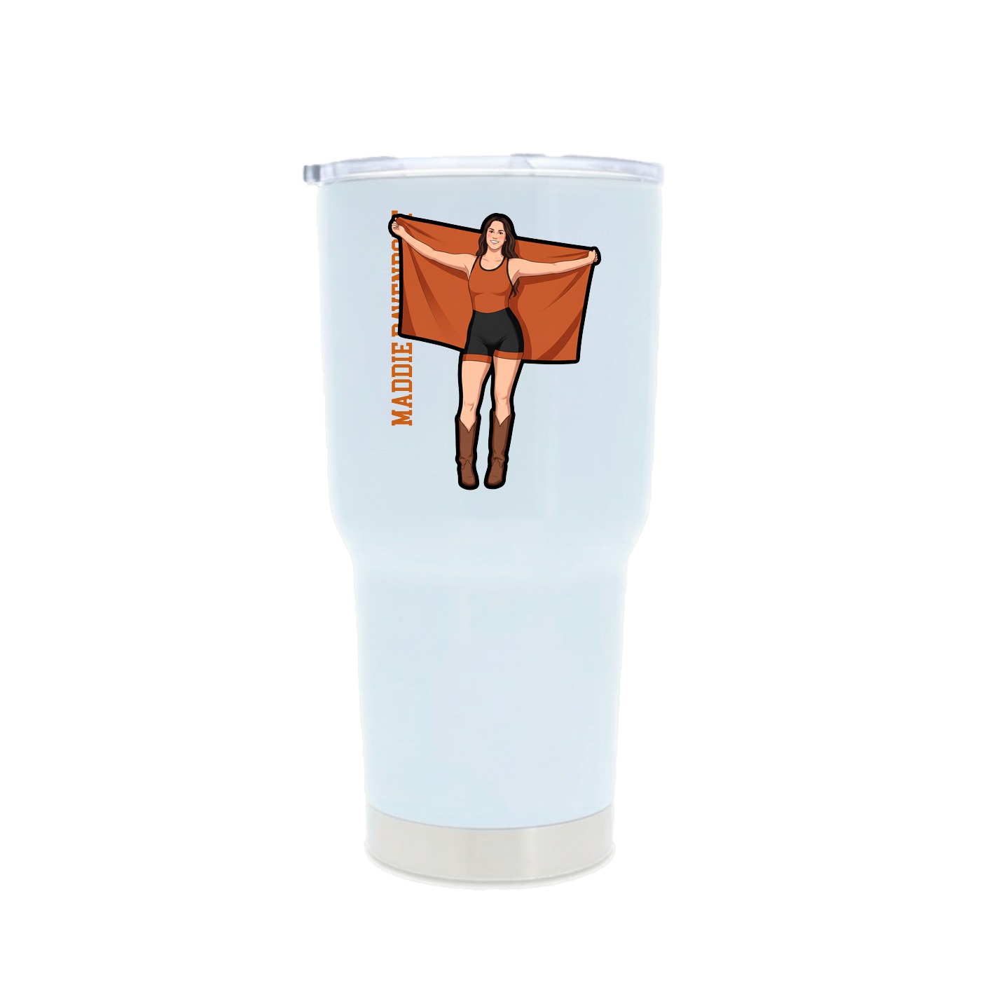 30oz Stainless Steel Tumbler — Name Vertical in White