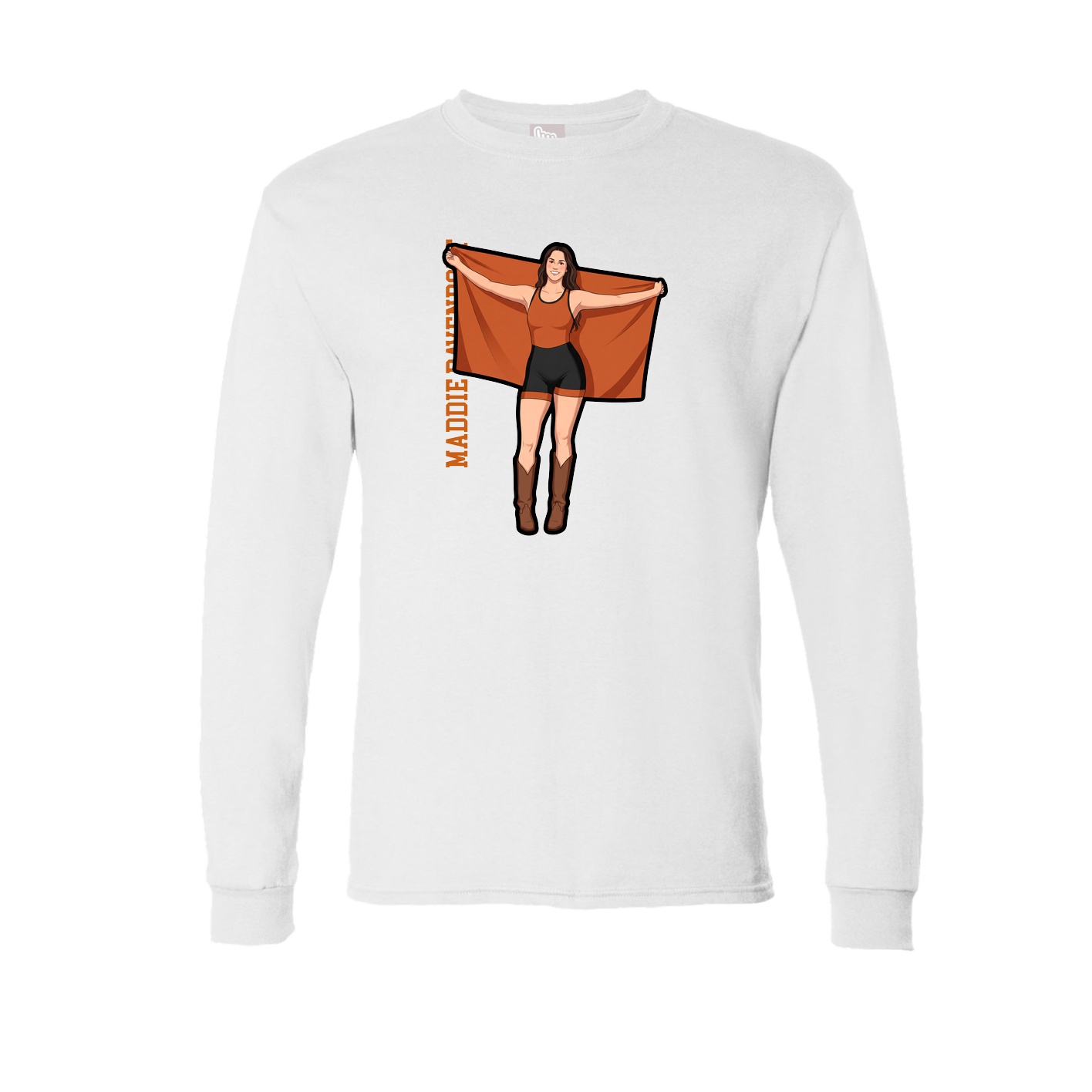 Long Sleeve Tee — Name Vertical in White
