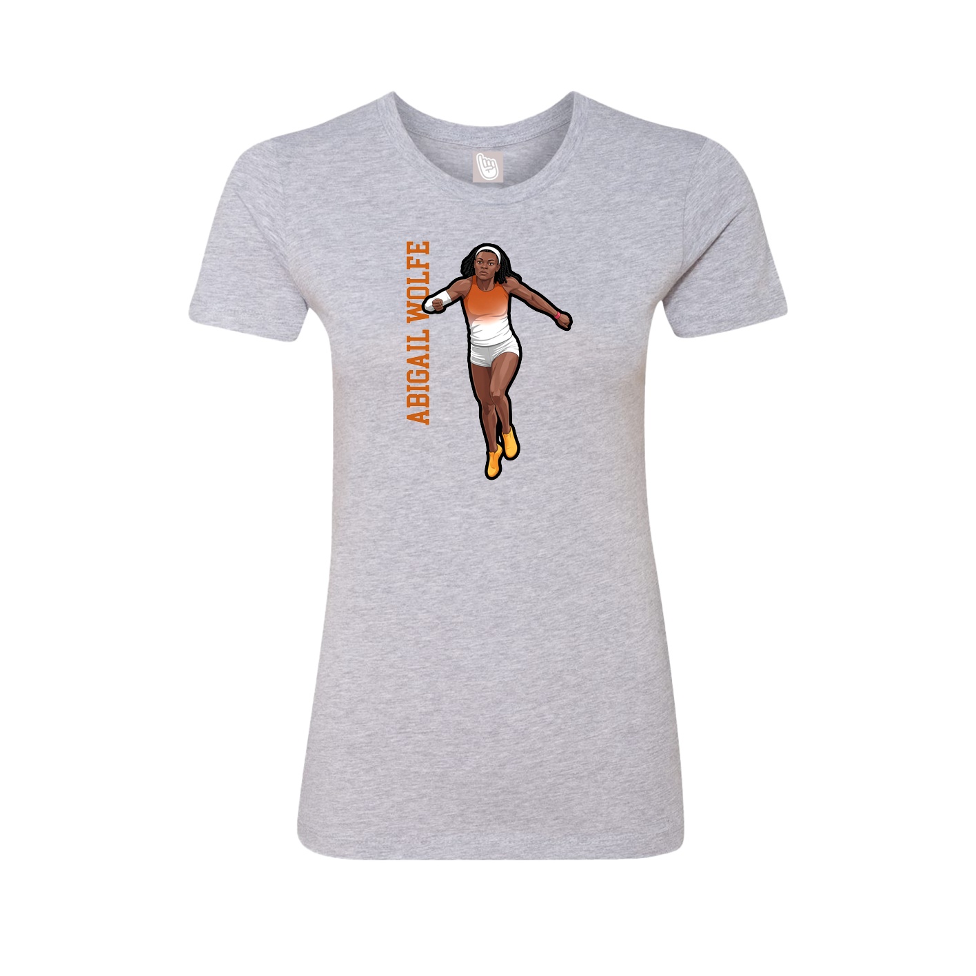 Fitted Women's Tee — Name Vertical in Grey