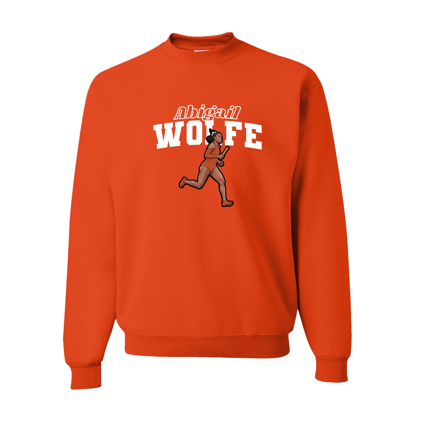 Fleece Crew — Name Arch in Orange