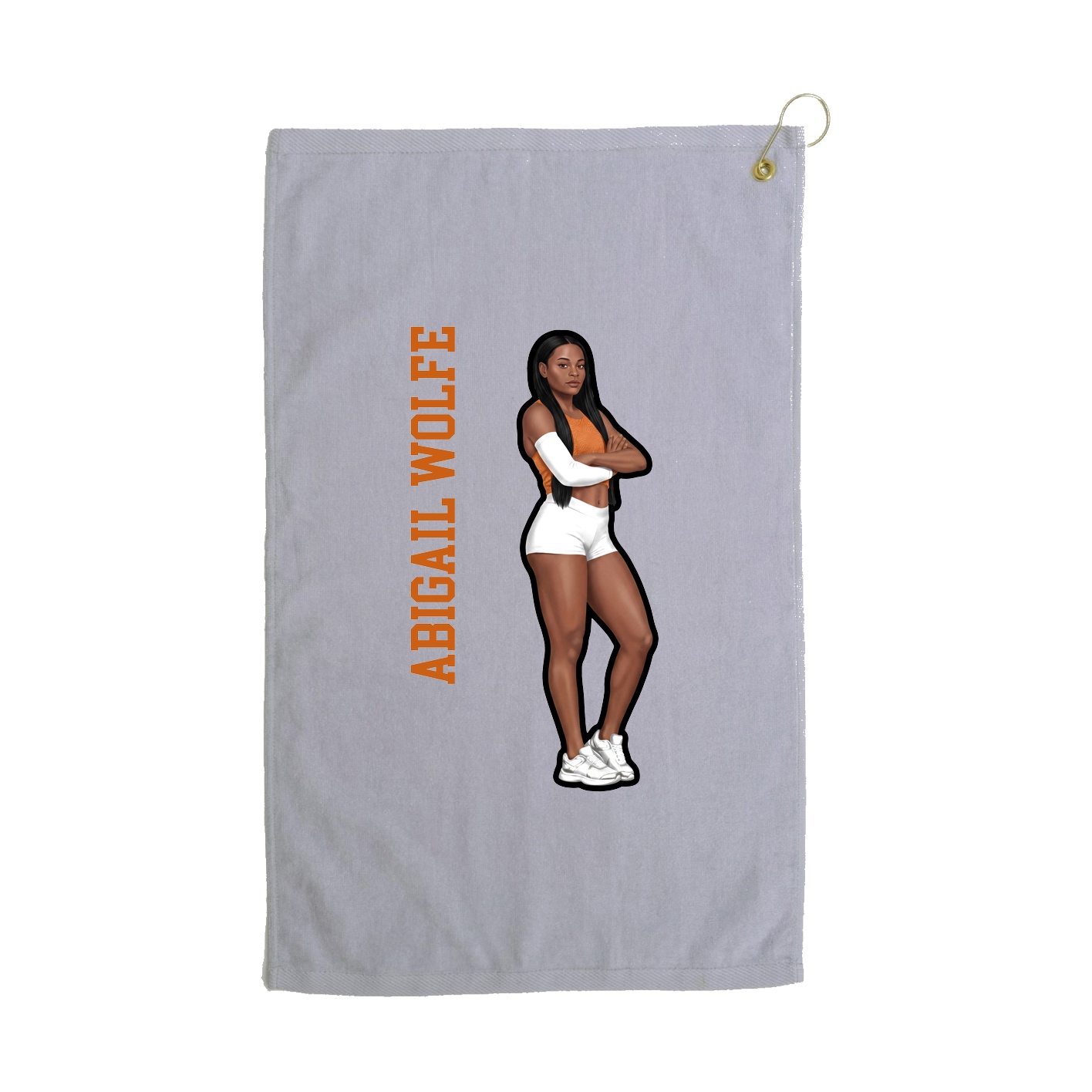 Golf Towel — Name Vertical in Grey