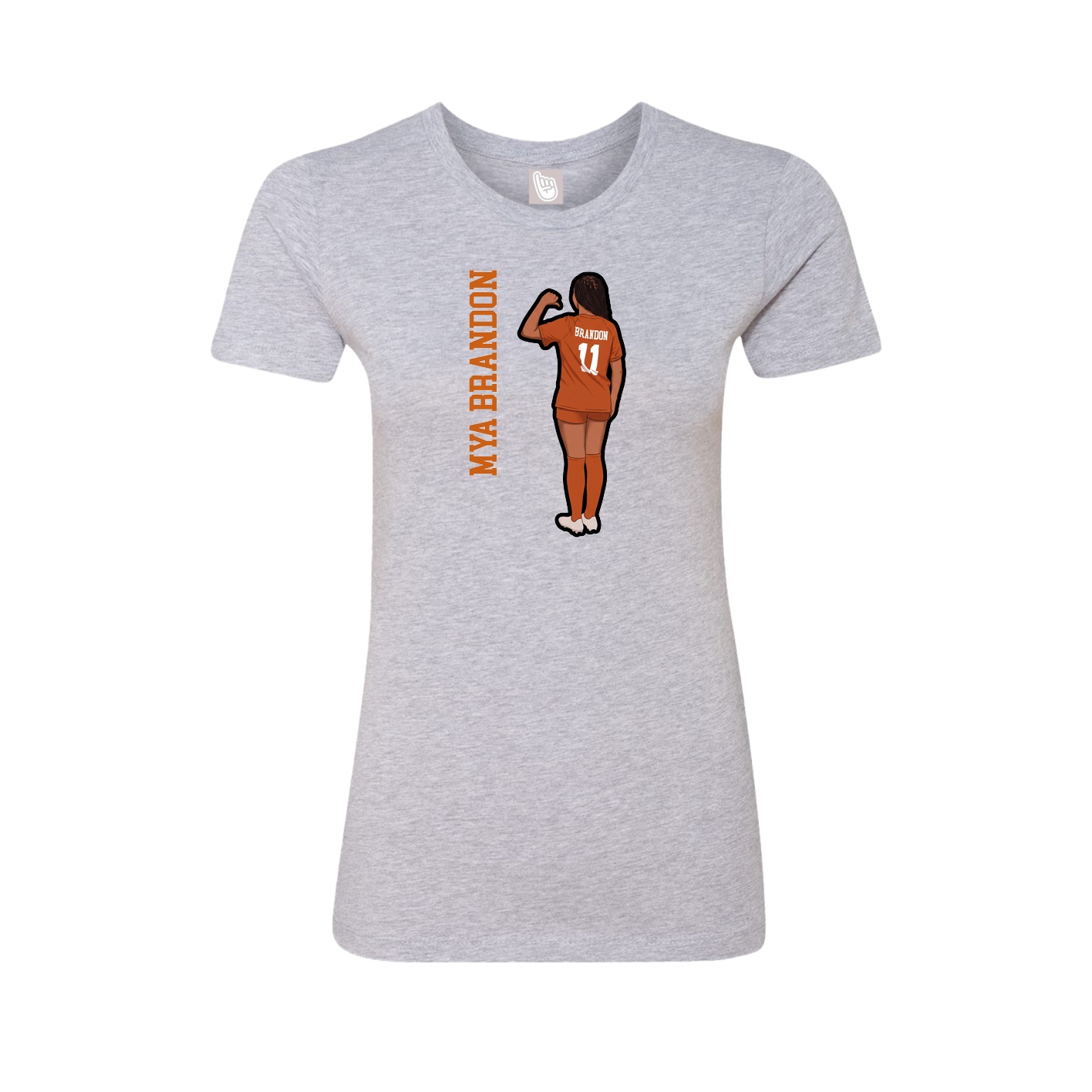 Fitted Women's Tee — Name Vertical in Grey