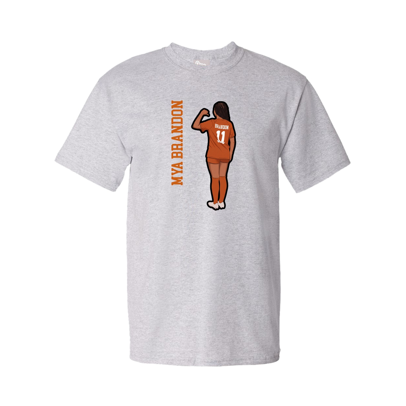 Youth Tee — Name Vertical in Grey