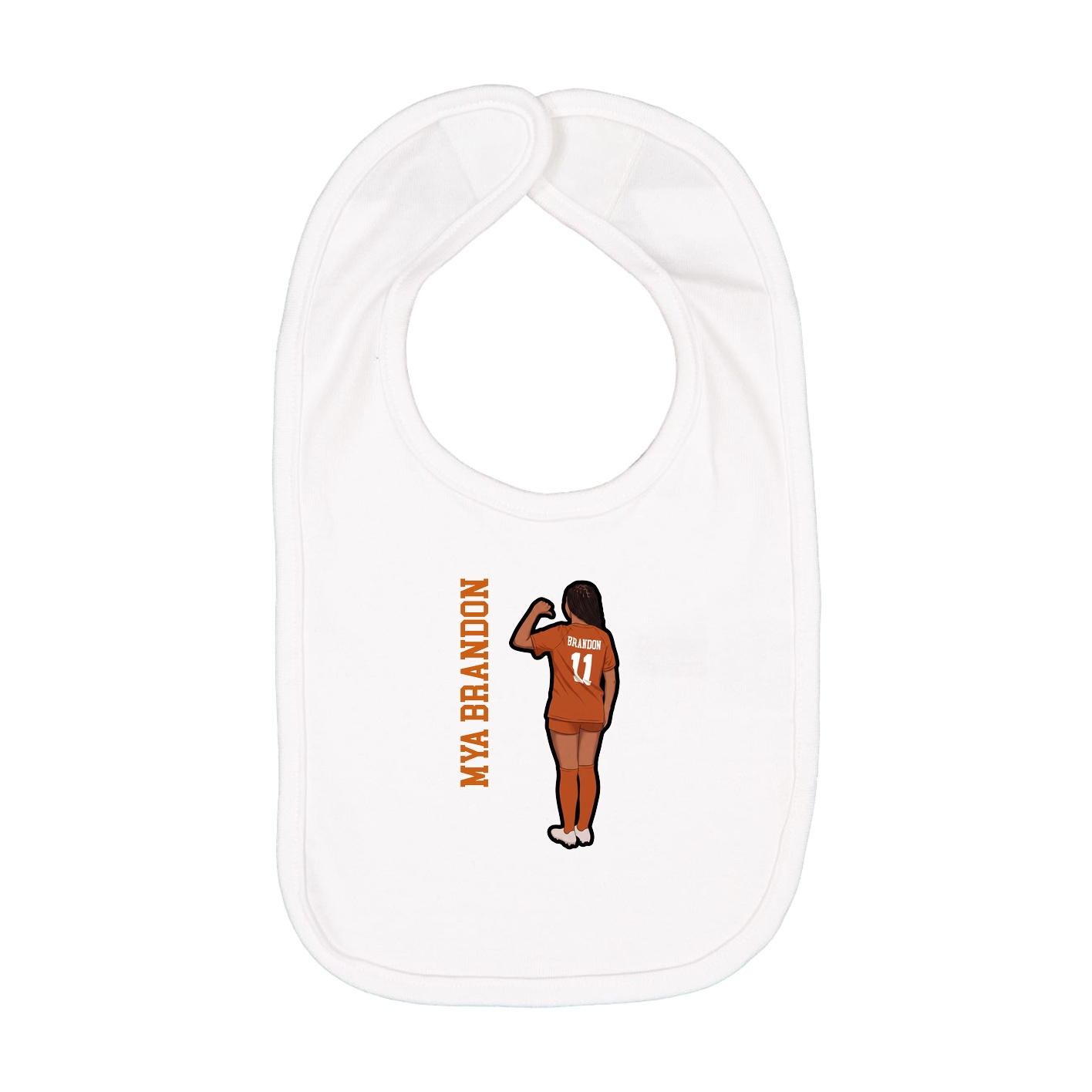 Infant Bib — Name Vertical in White