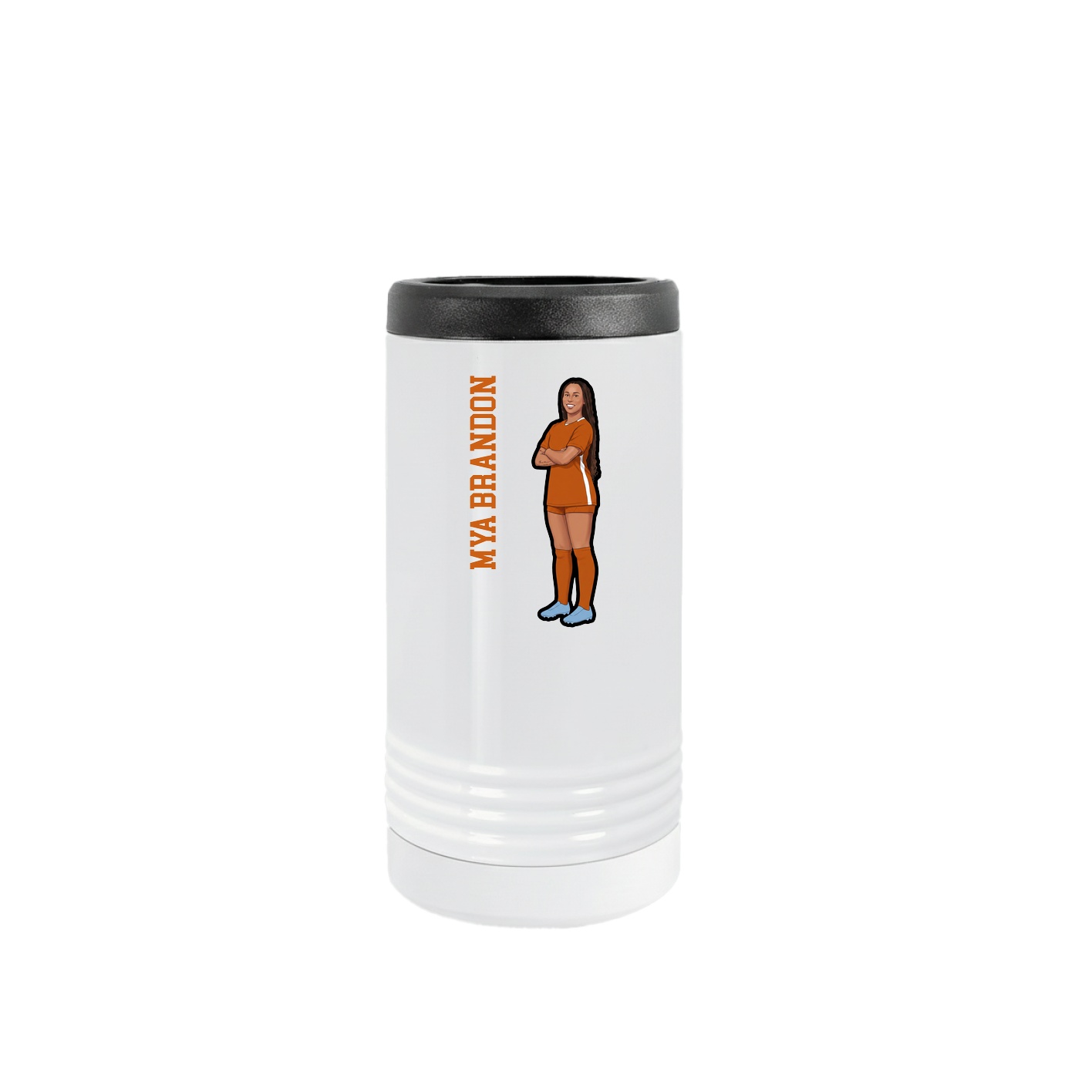 Slim Beverage Holder — Name Vertical in White