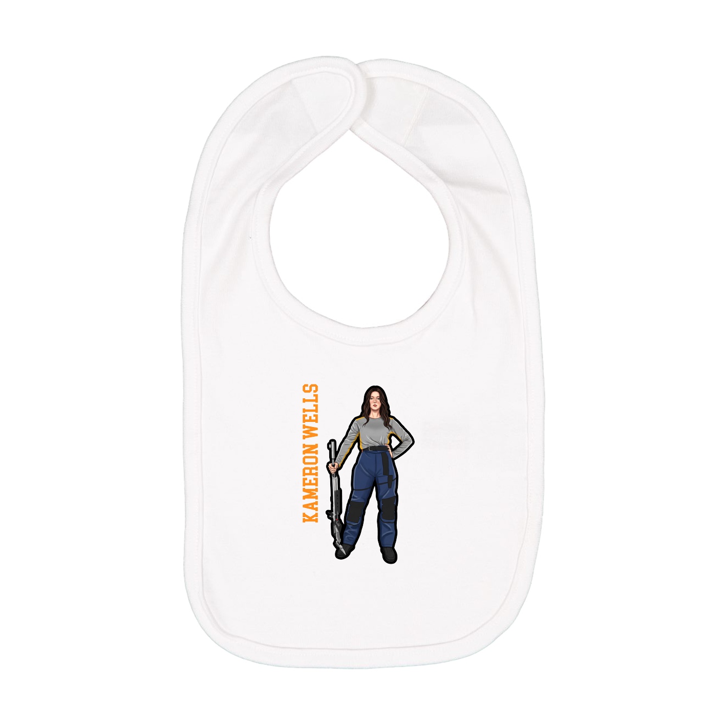 Infant Bib — Name Vertical in White