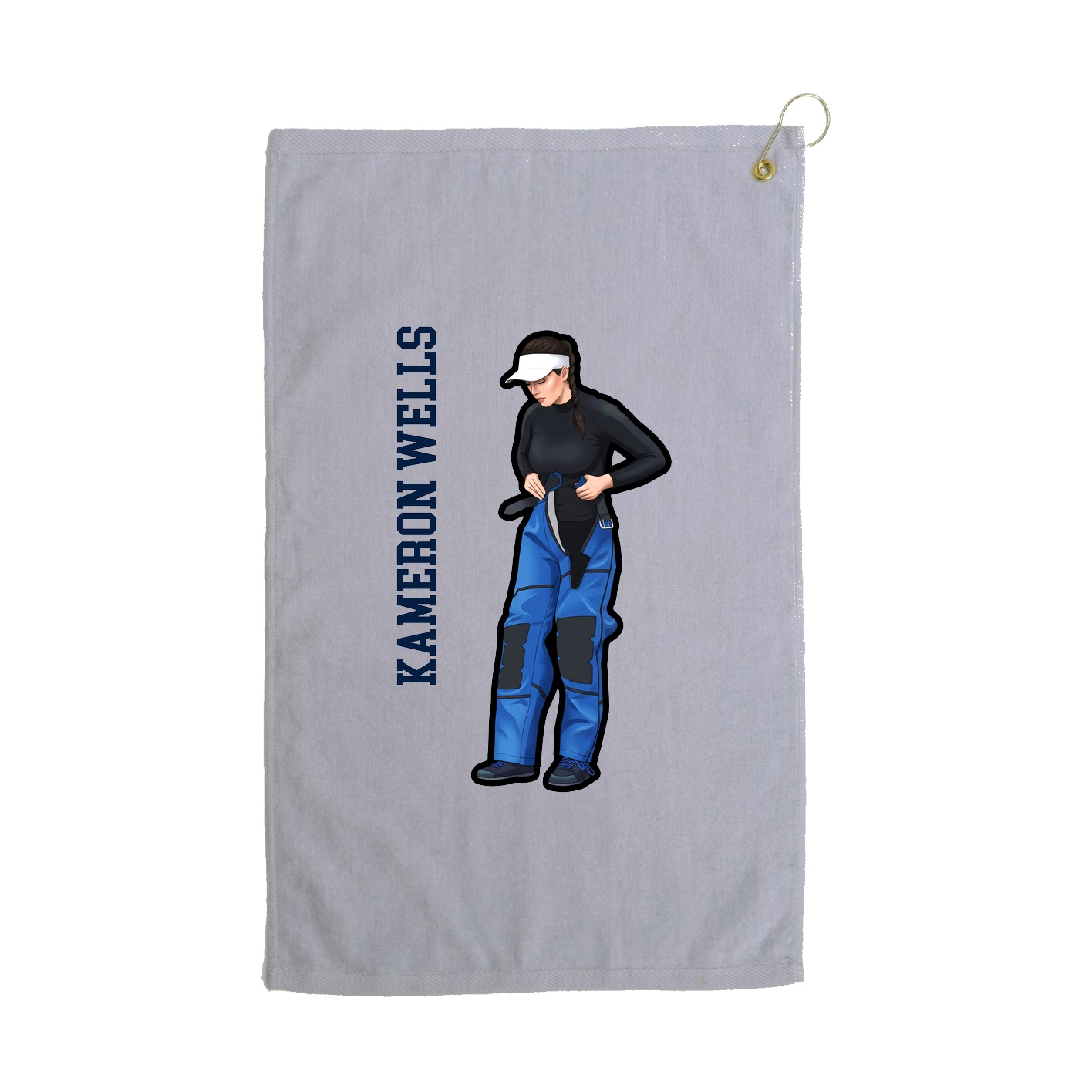 Golf Towel — Name Vertical in Grey