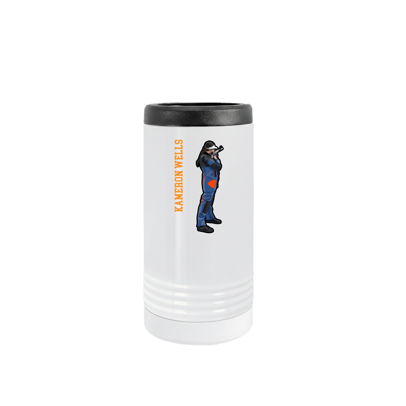Slim Beverage Holder — Name Vertical in White