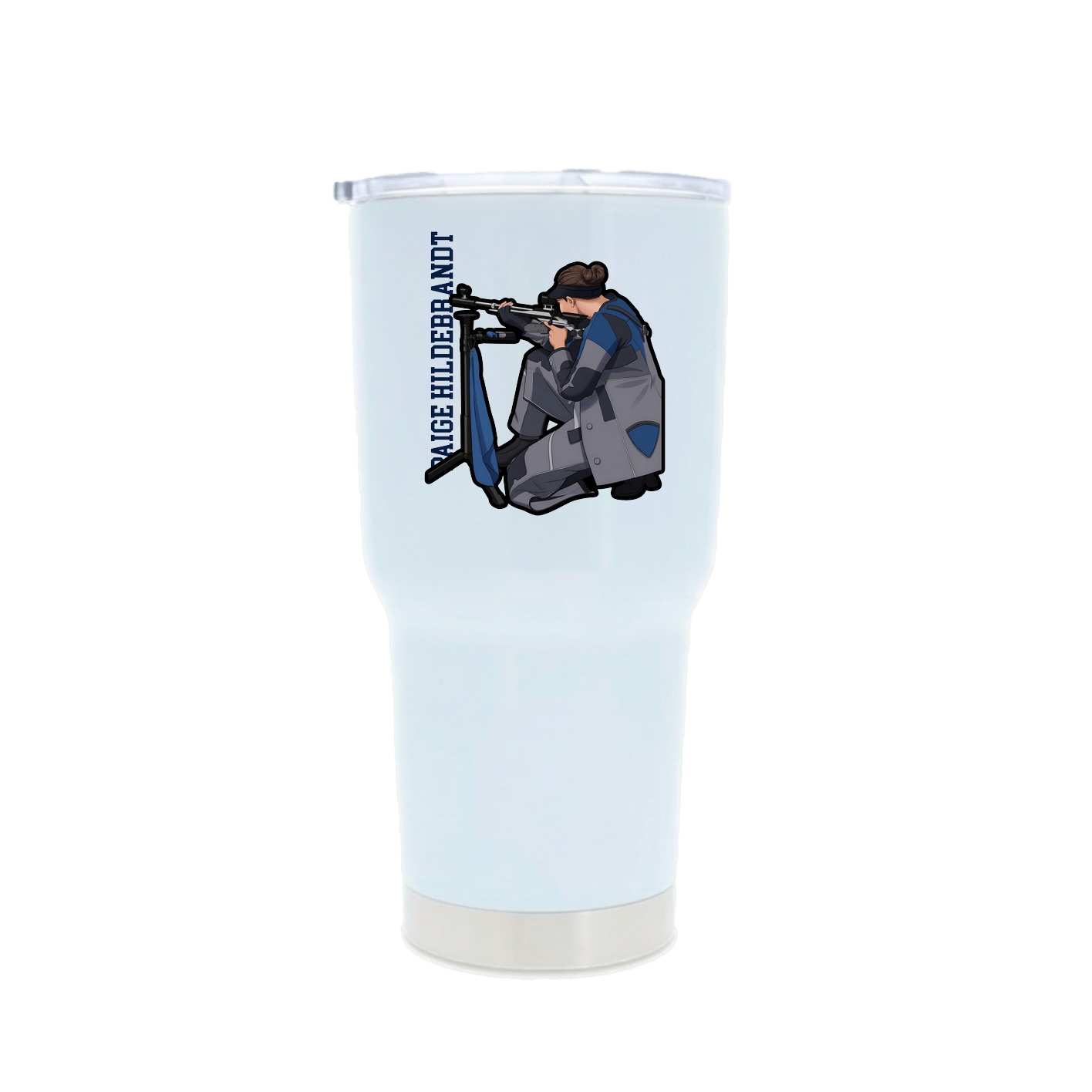 30oz Stainless Steel Tumbler — Name Vertical in White