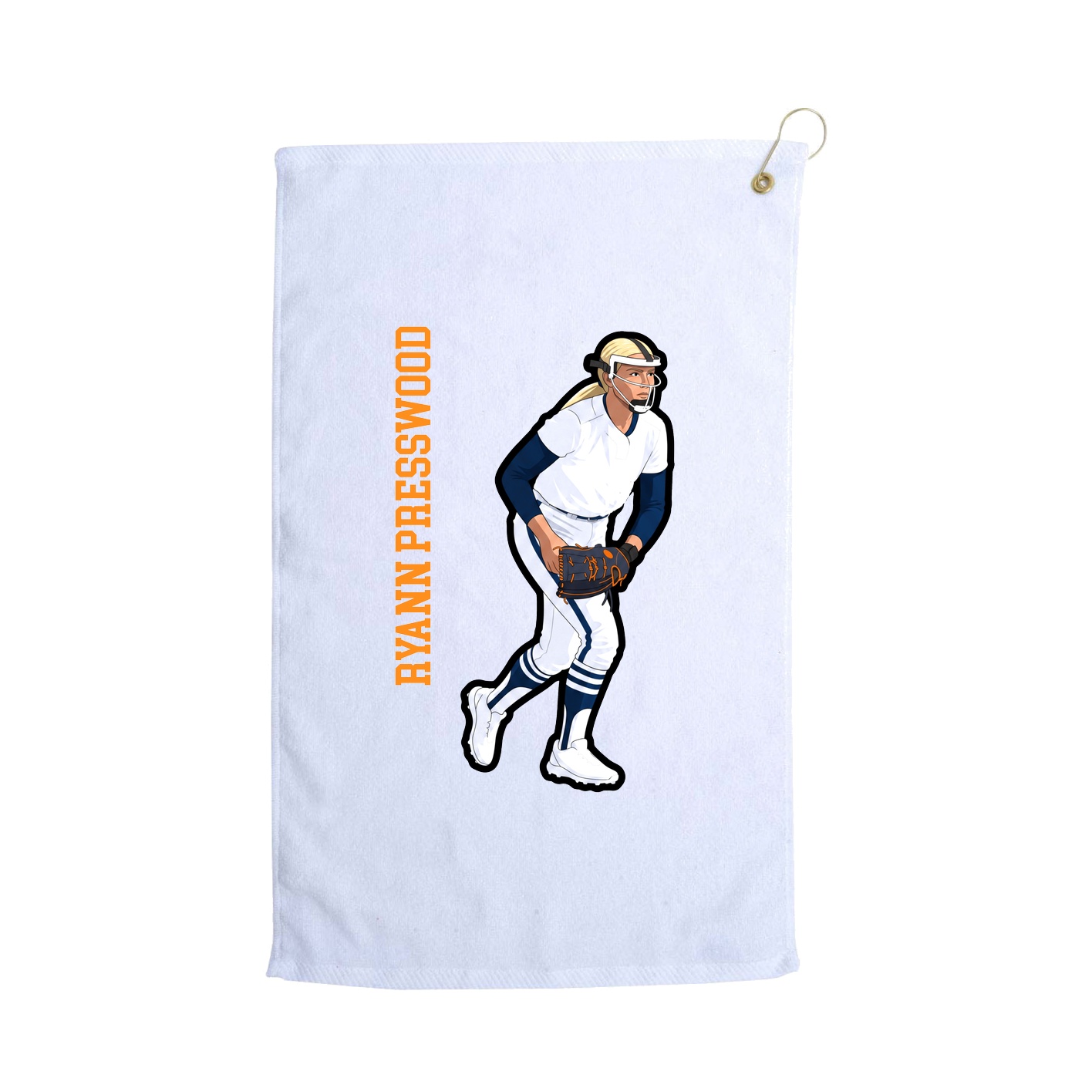 Golf Towel — Name Vertical in White