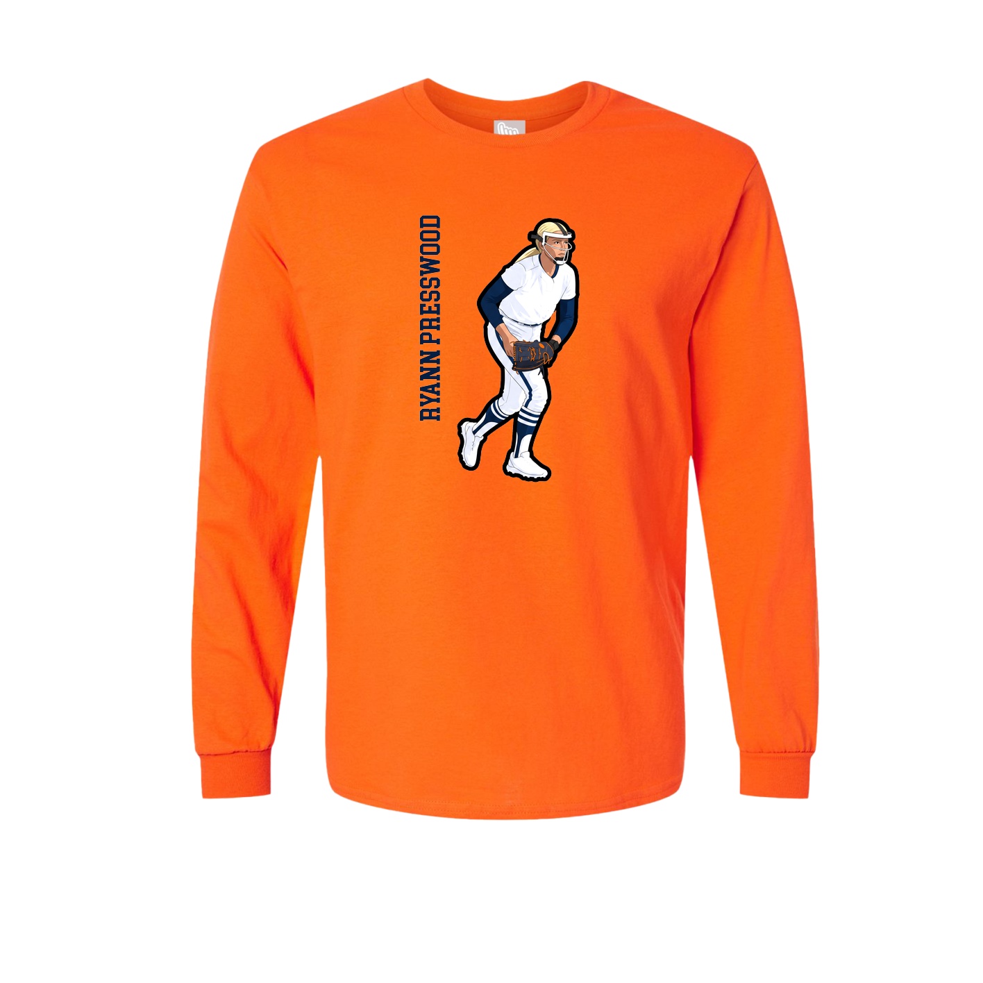 Long Sleeve Tee — Name Vertical in Orange