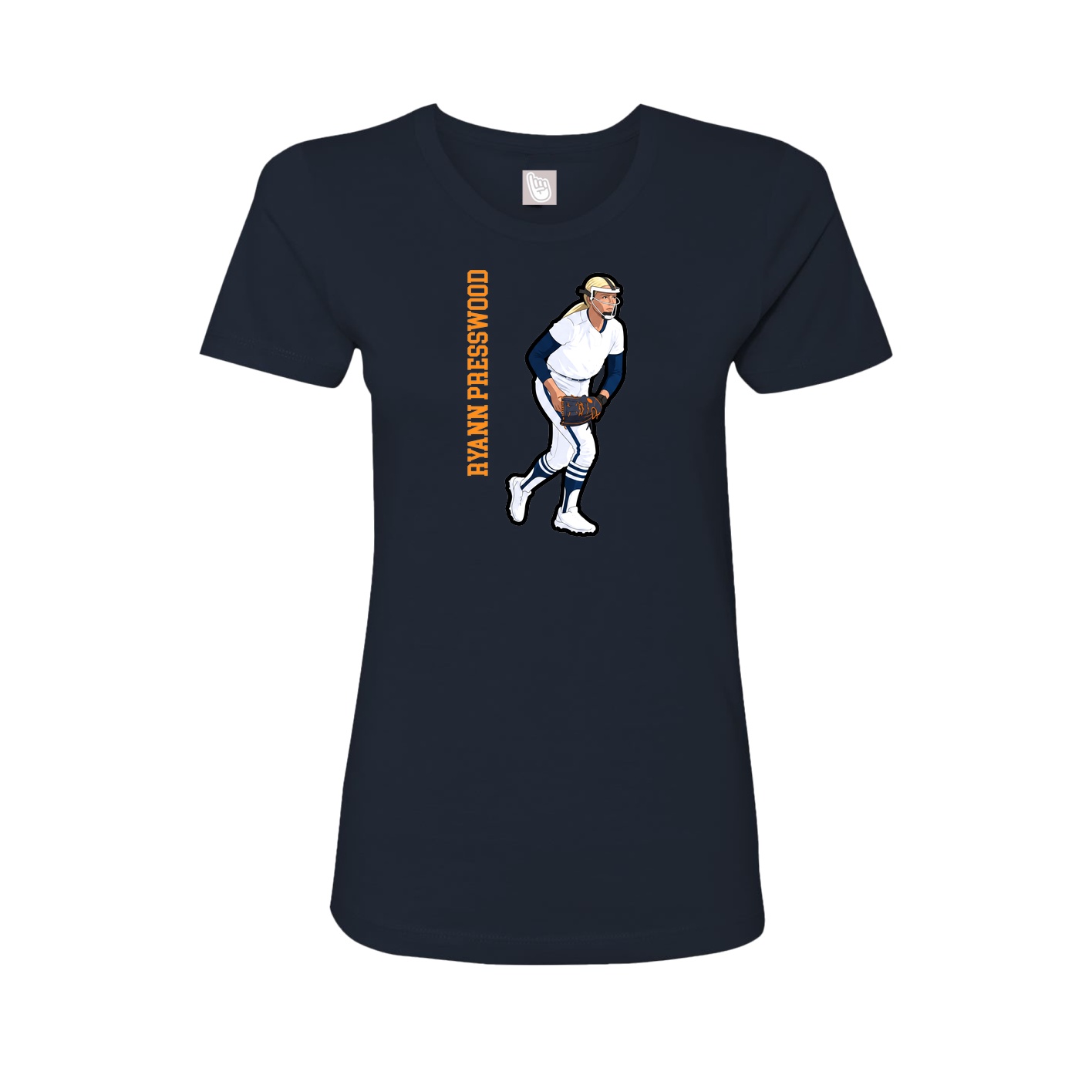 Womens Tee — Name Vertical in Navy