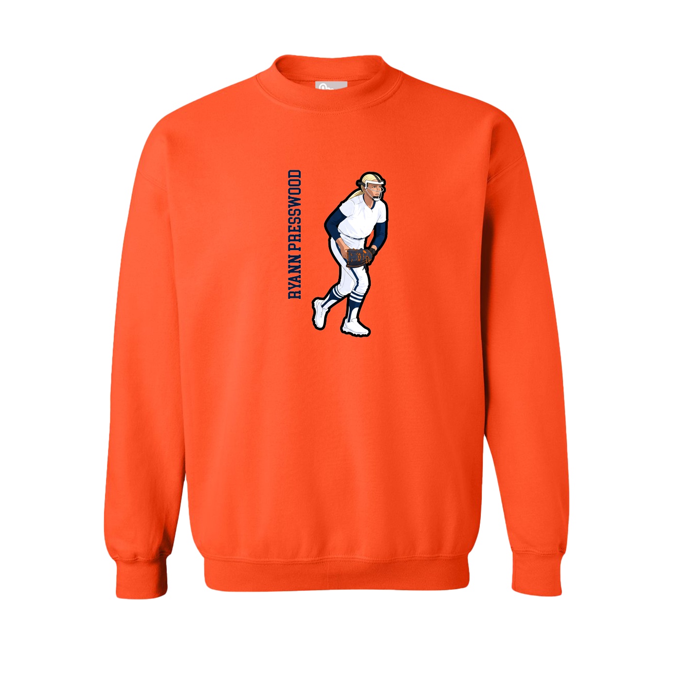 Fleece Crew — Name Vertical in Orange