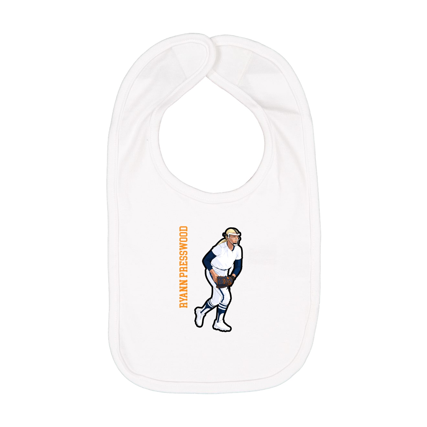 Infant Bib — Name Vertical in White